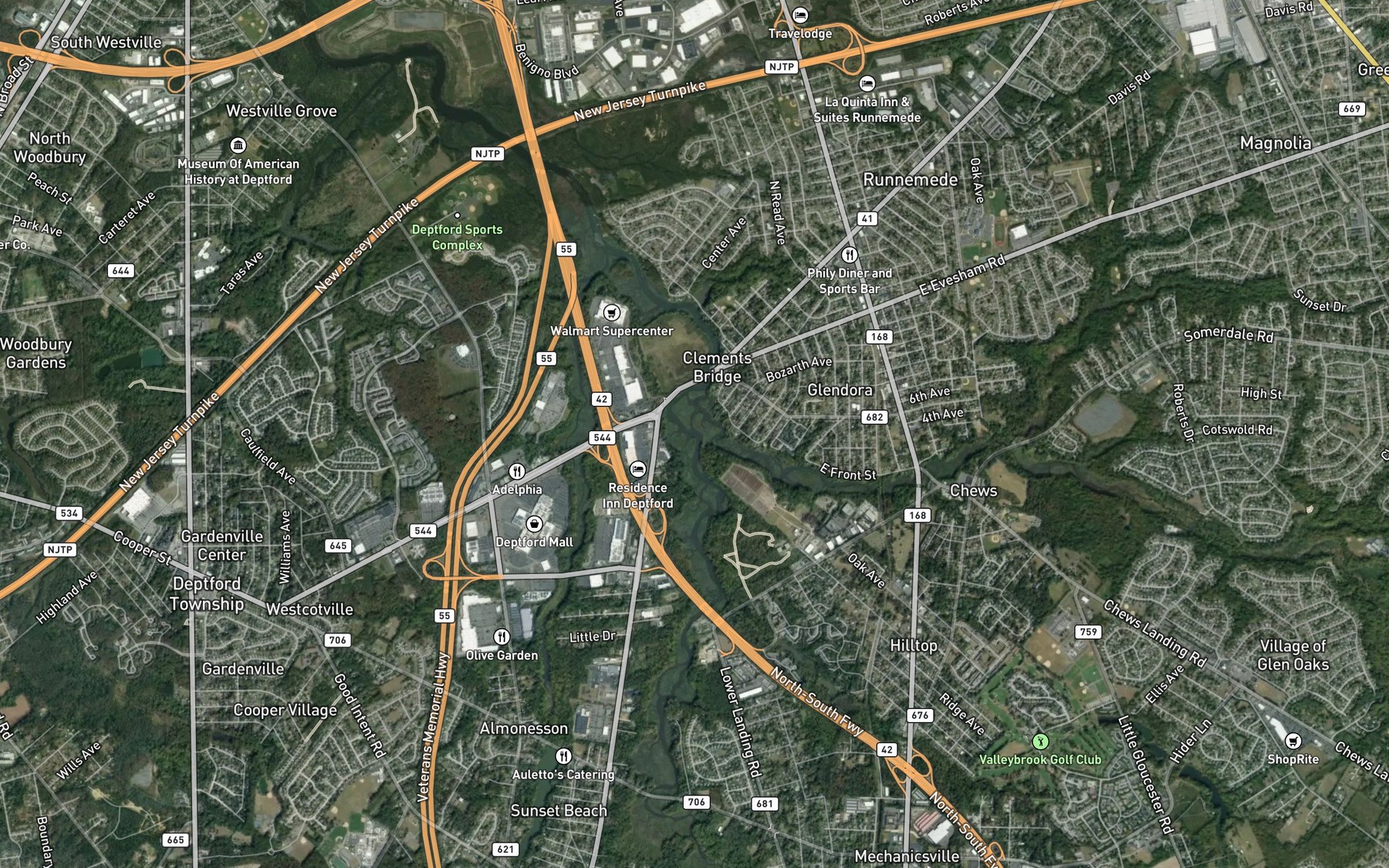 Satellite map of the South Branch Big Timber Creek