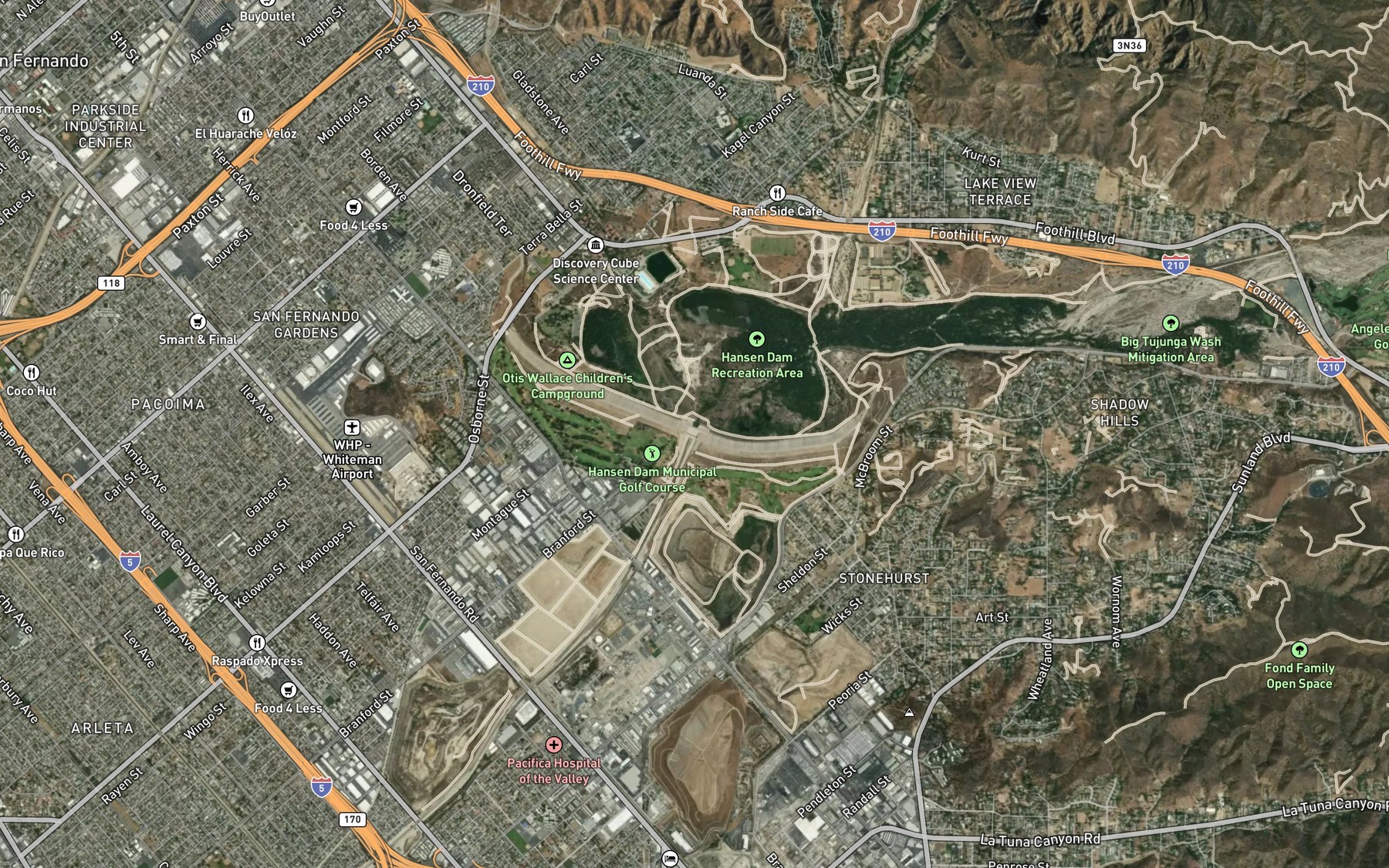 Satellite map of the Hansen Lake