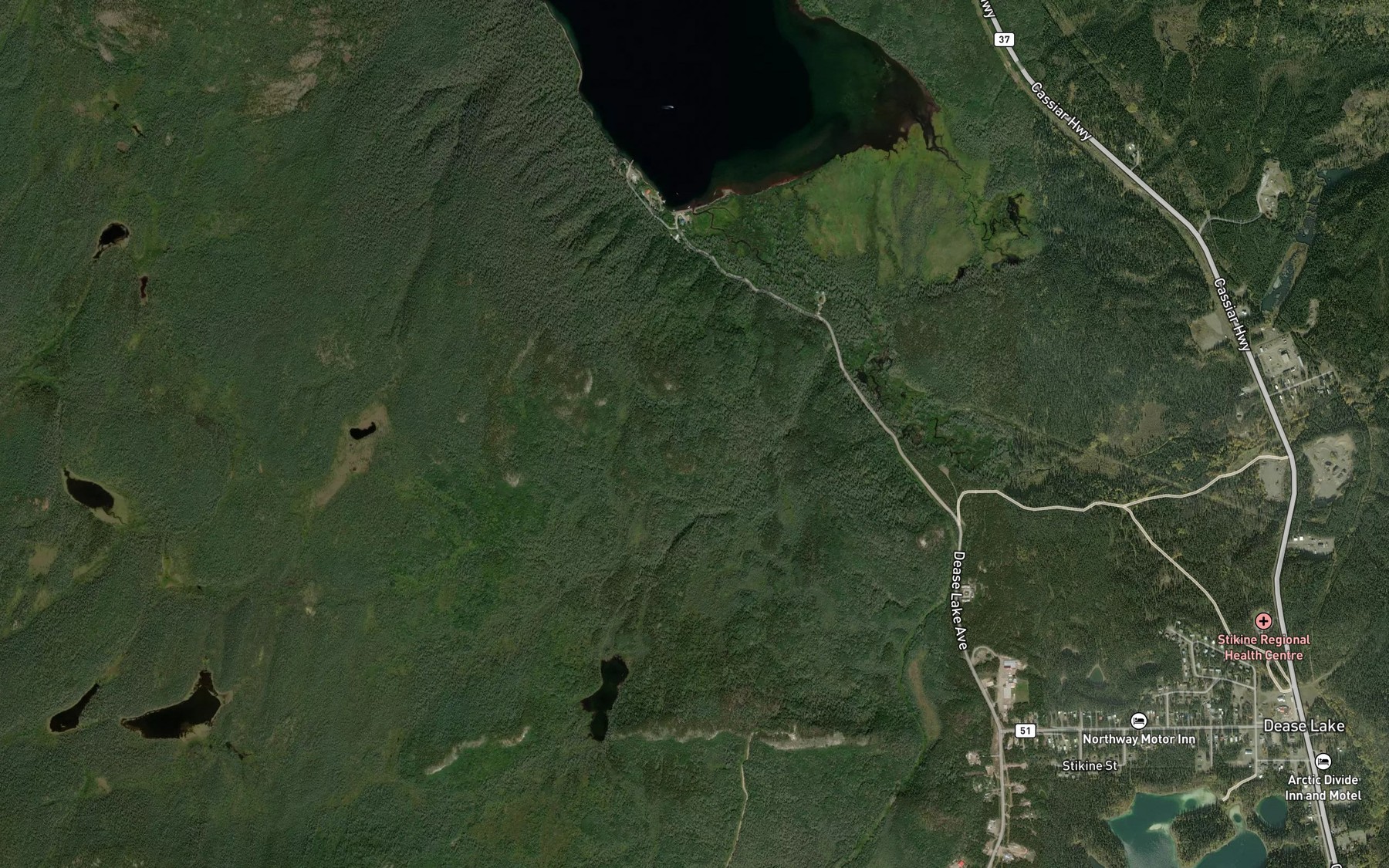 Satellite map of the Hotel Creek