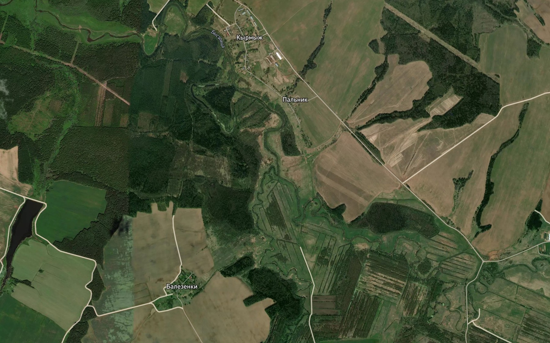 Satellite map of the Kyrmyzhka