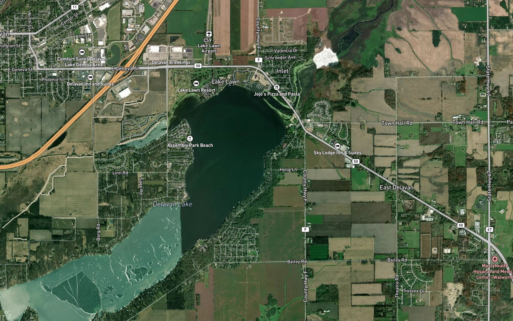 Satellite map of the Point Comfort