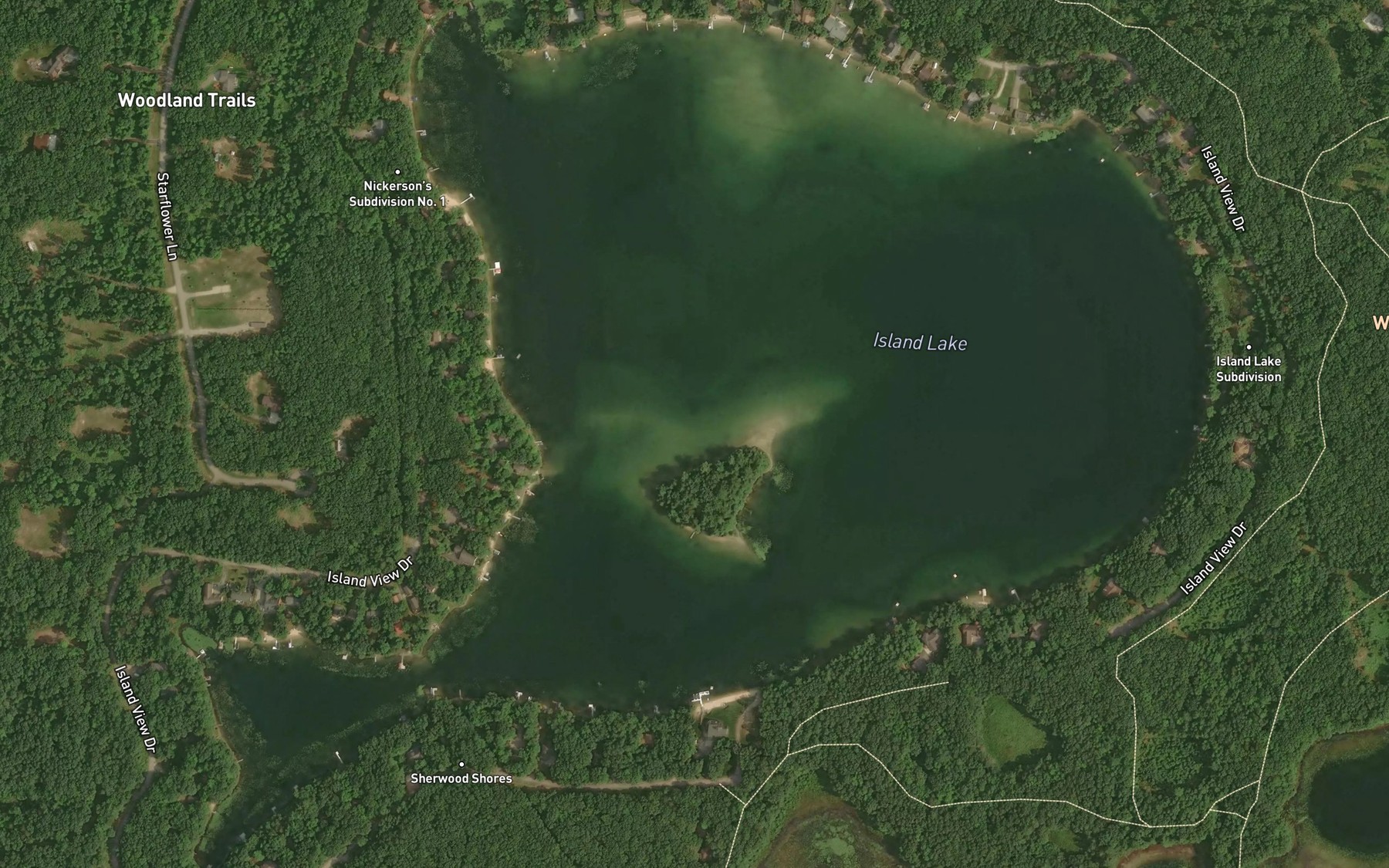 Satellite map of the Island Lake
