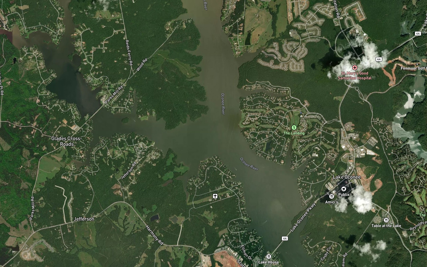Satellite map of the Sugar Creek