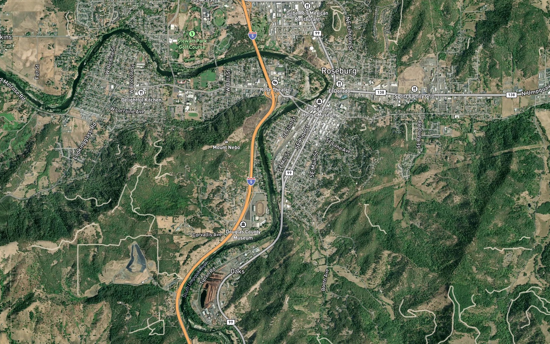Satellite map of the Parrott Creek