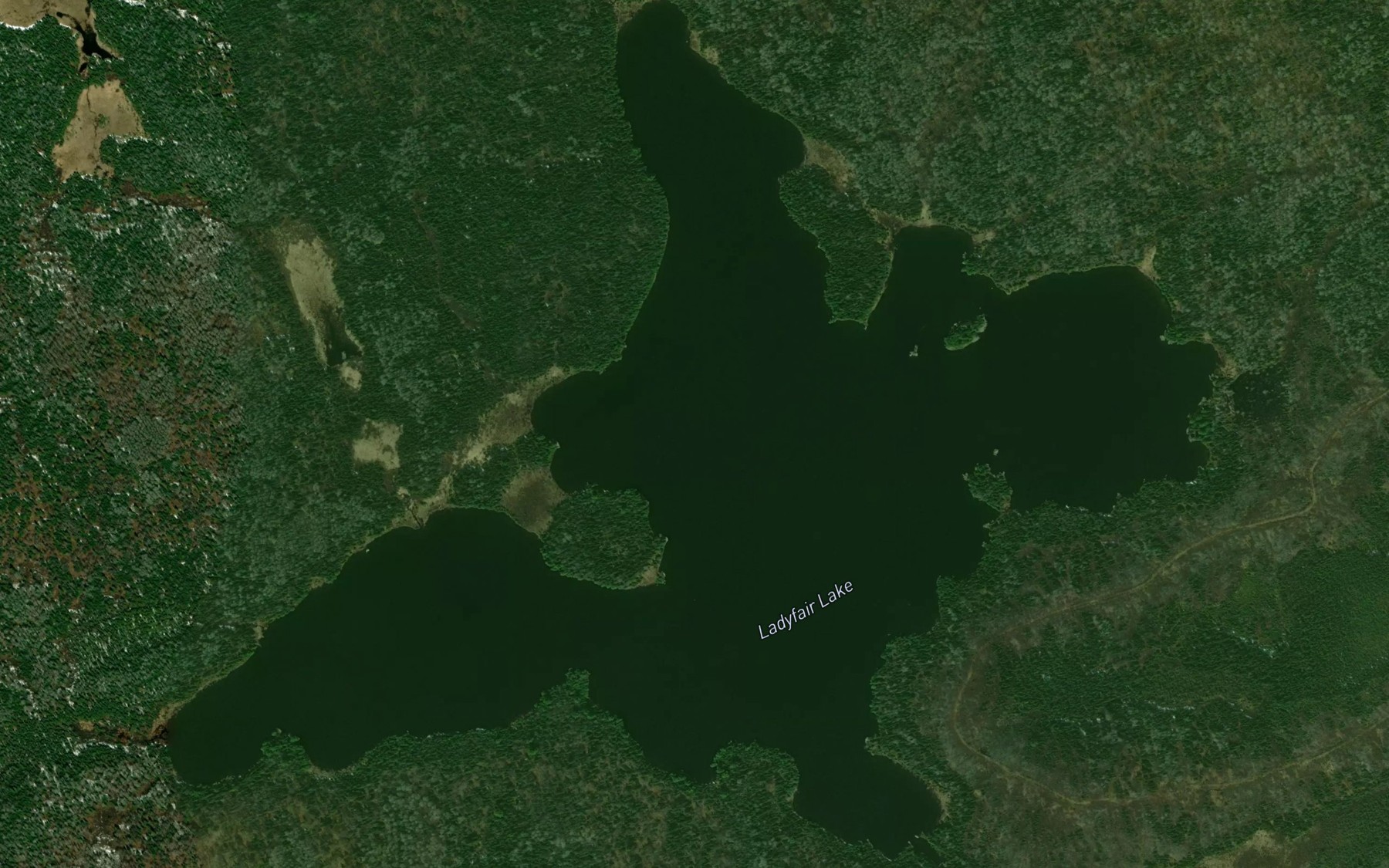 Satellite map of the Ladyfair Lake