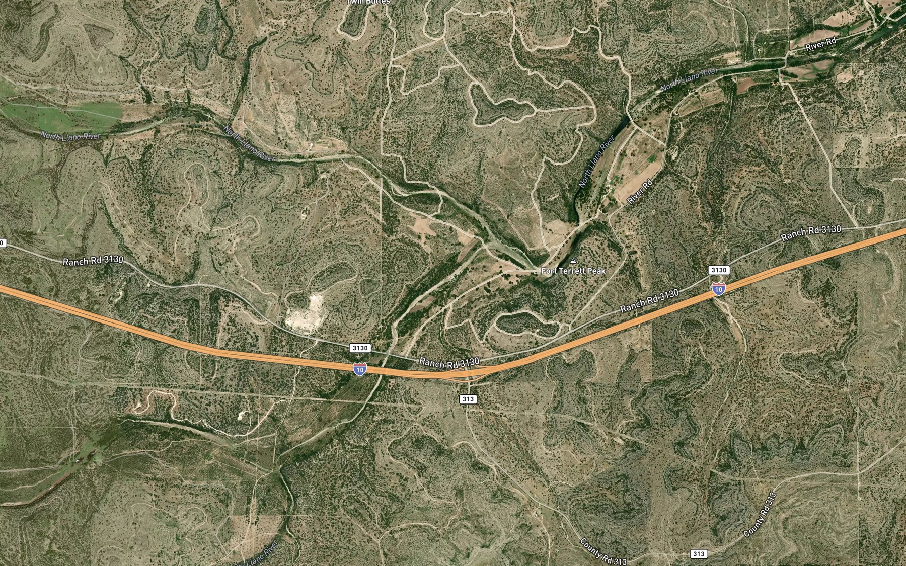 Satellite map of the McCarty Creek