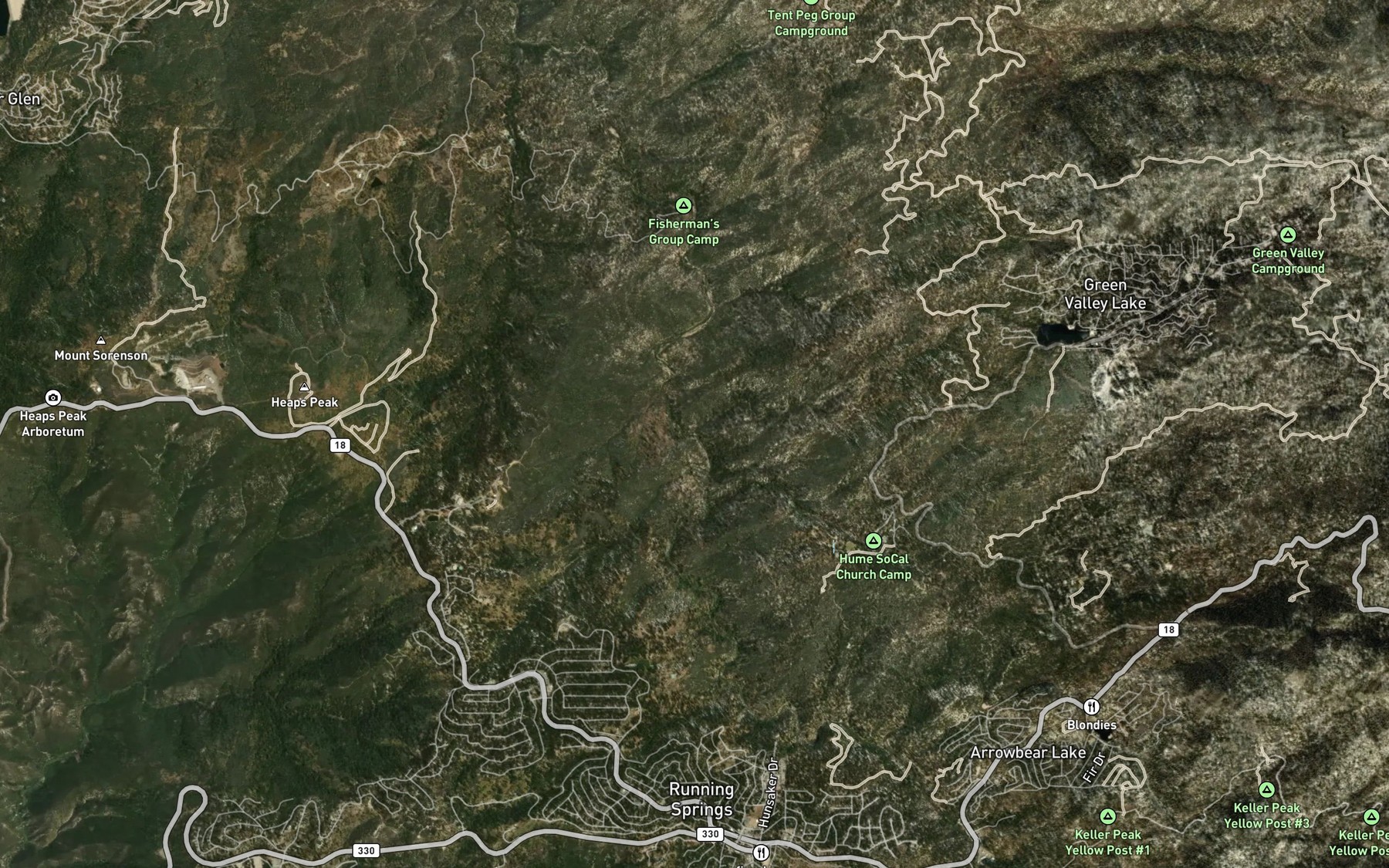 Satellite map of the Green Valley Creek