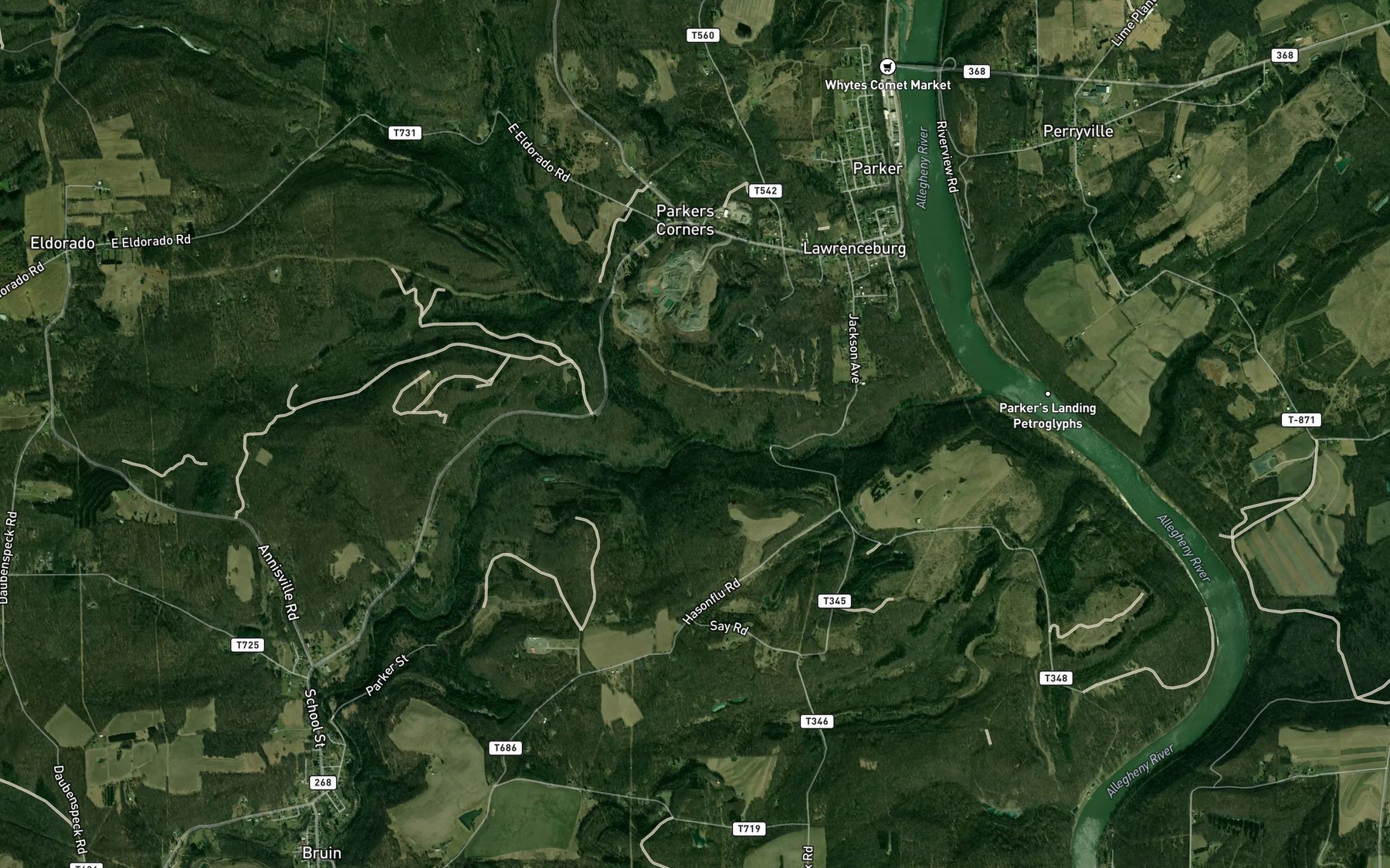 Satellite map of the North Branch Bear Creek