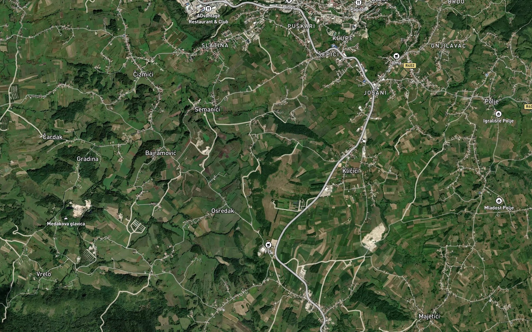 Satellite map of the Stovrelo