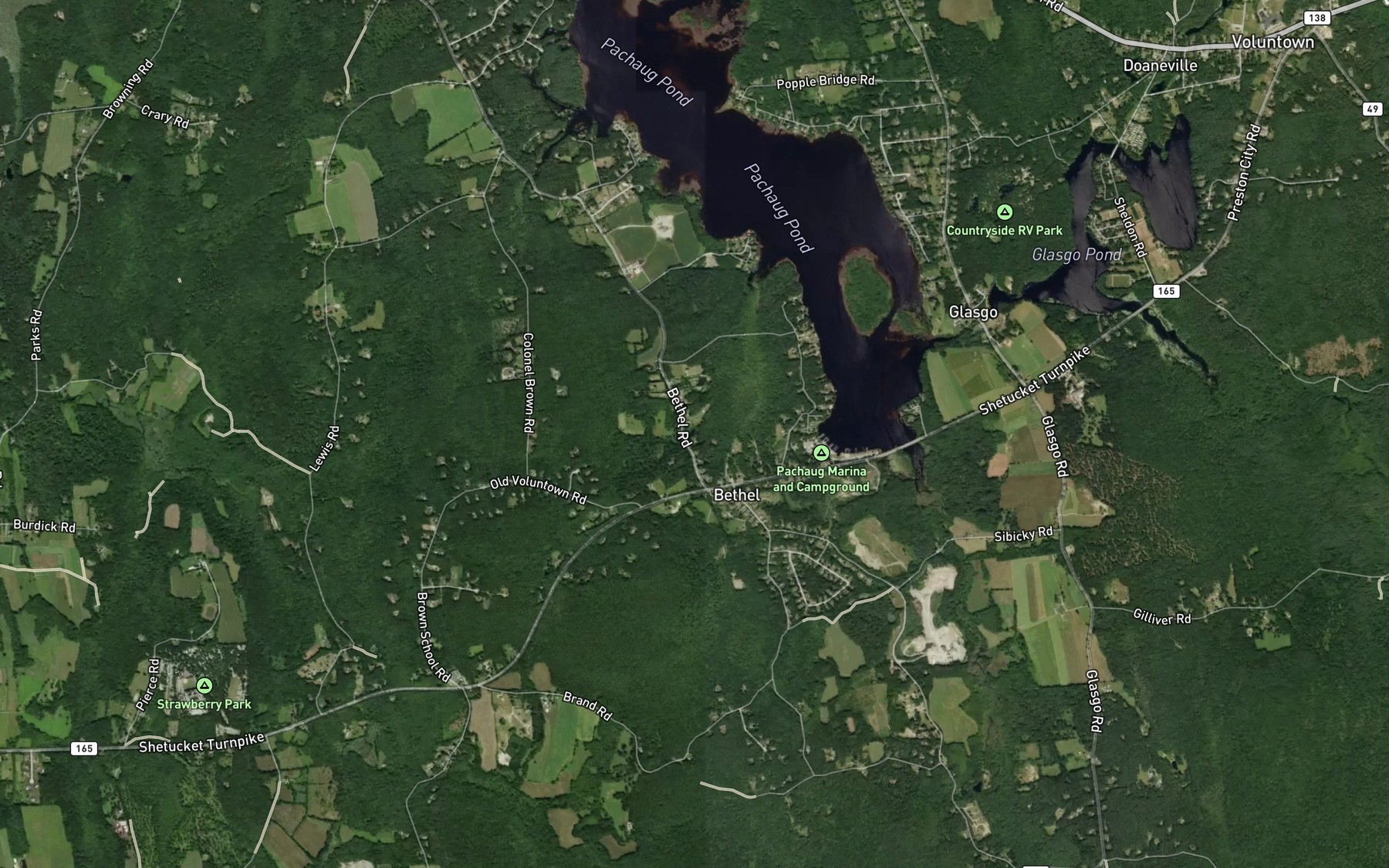 Satellite map of the Calvin Wilcox Pond