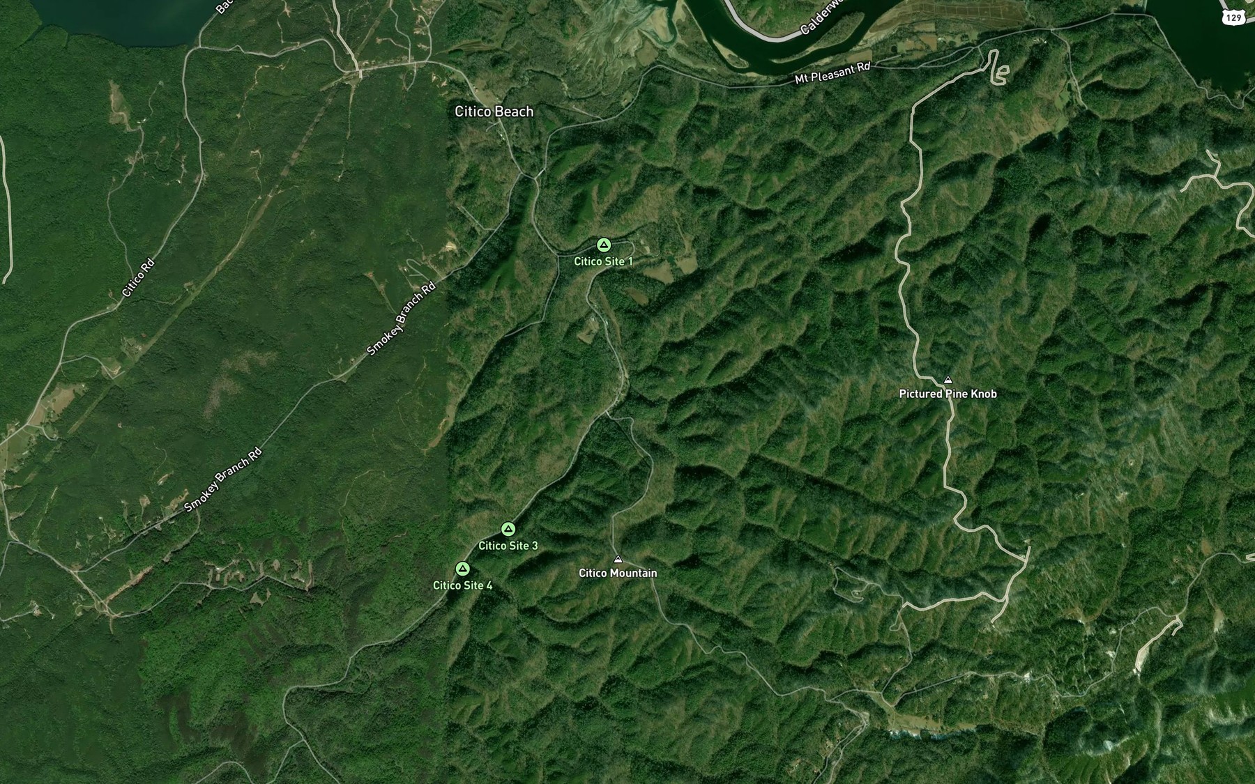 Satellite map of the Jakes Creek