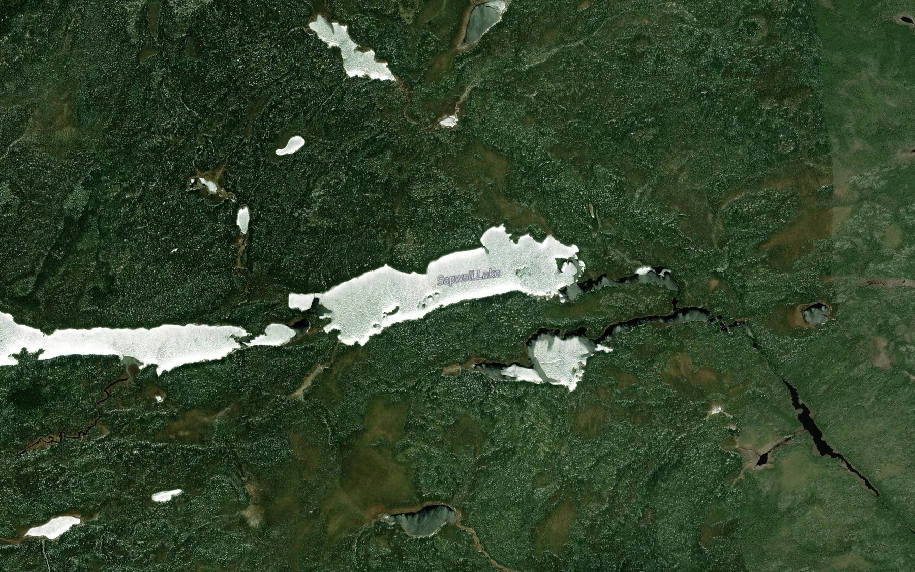 Satellite map of the Sapwell Lake