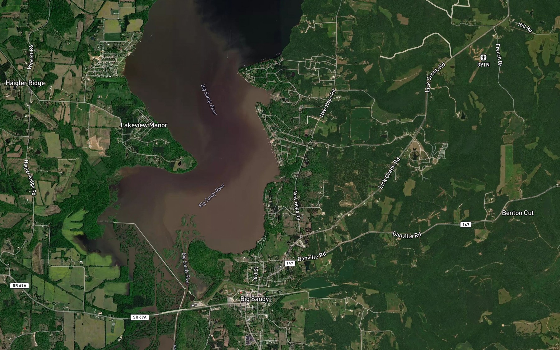 Satellite map of the Kentucky Lake
