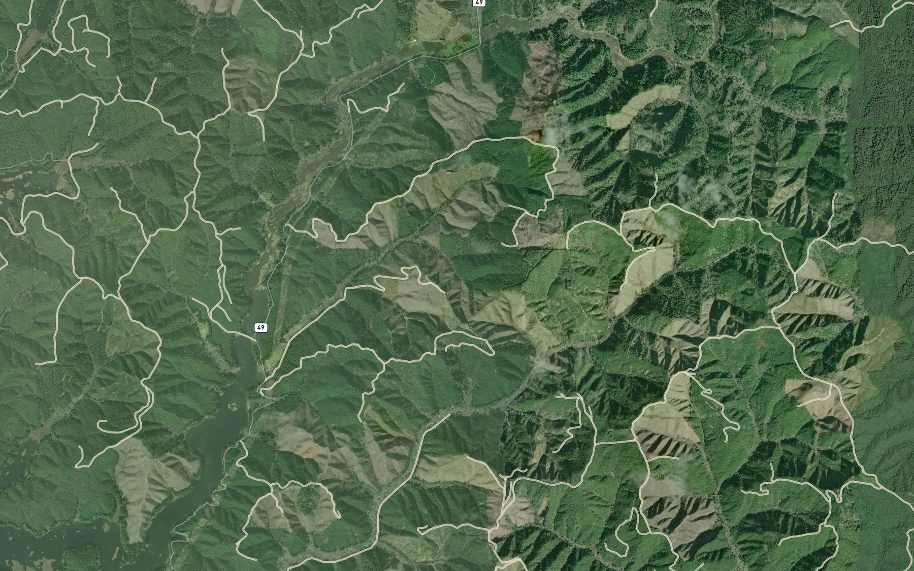 Satellite map of the Patterson Creek