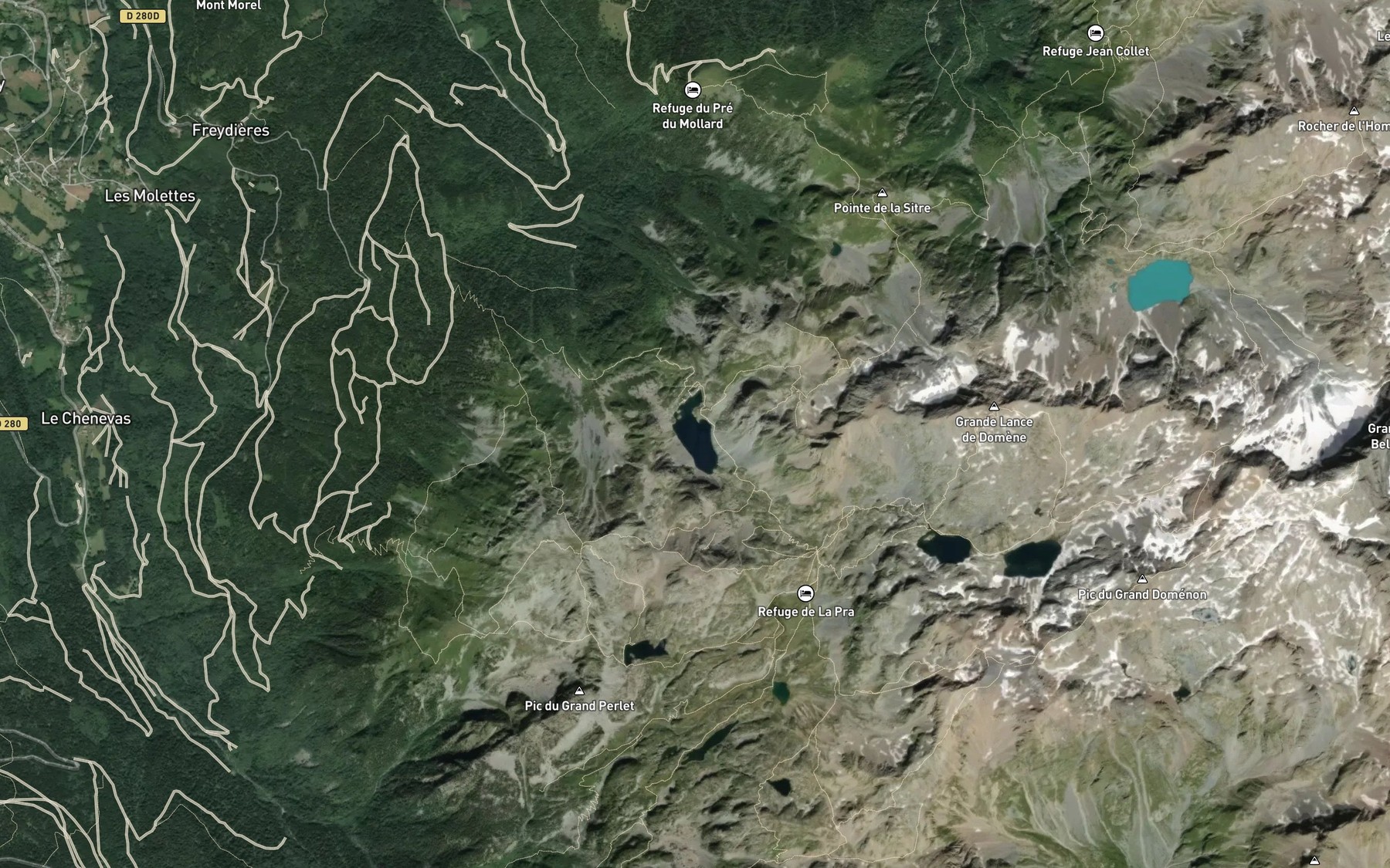Satellite map of the Lac du Cozet