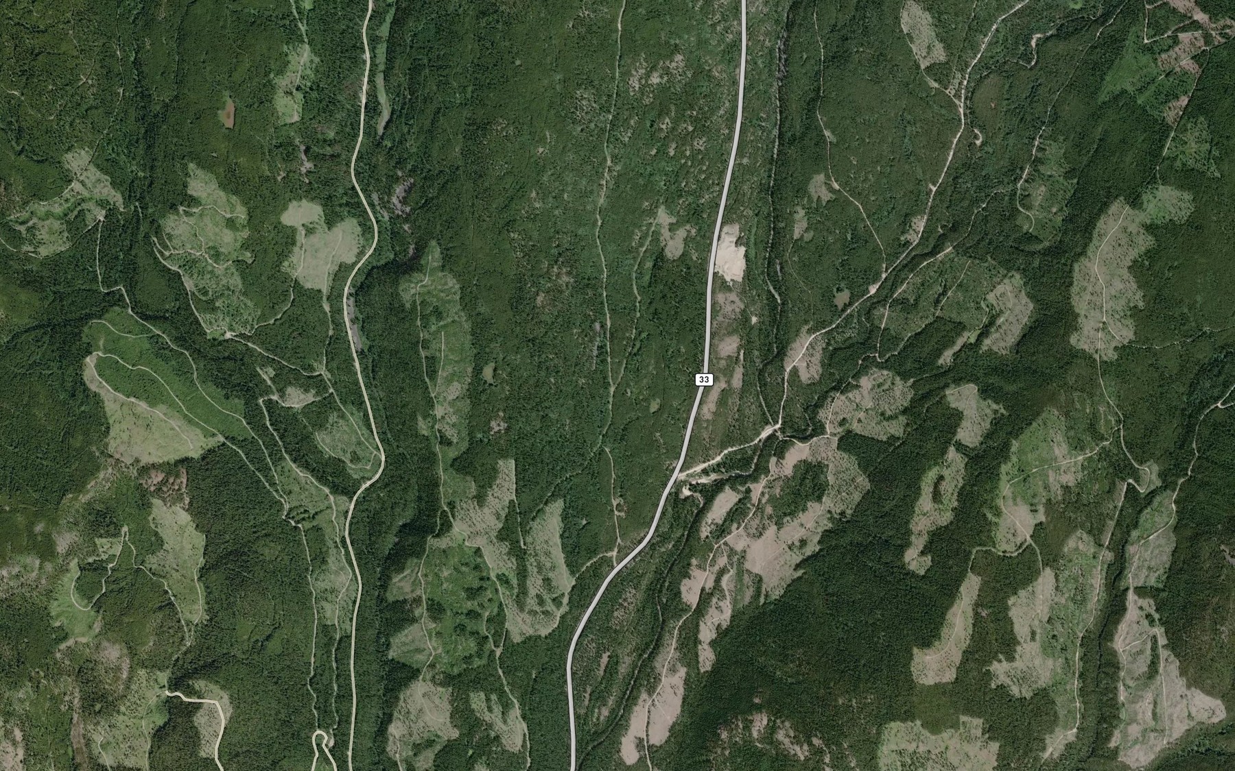 Satellite map of the Trapping Creek