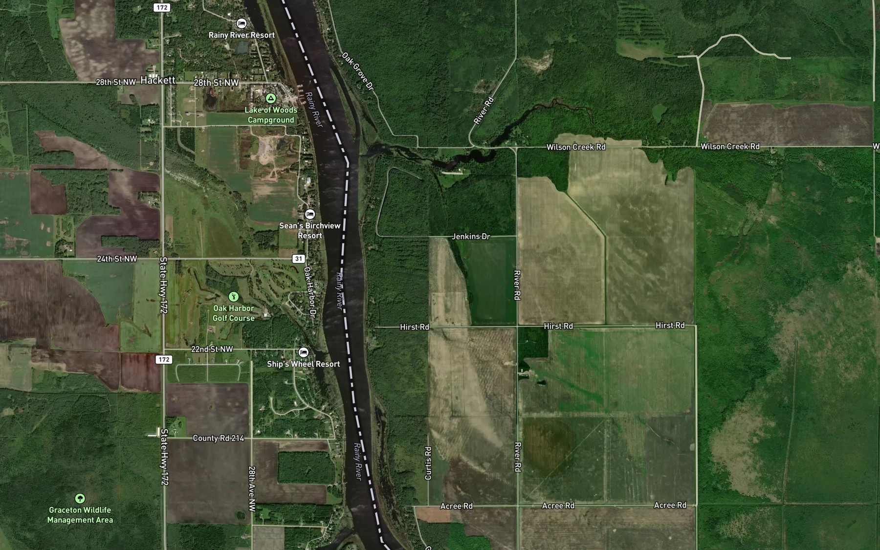 Satellite map of the Wilson Creek