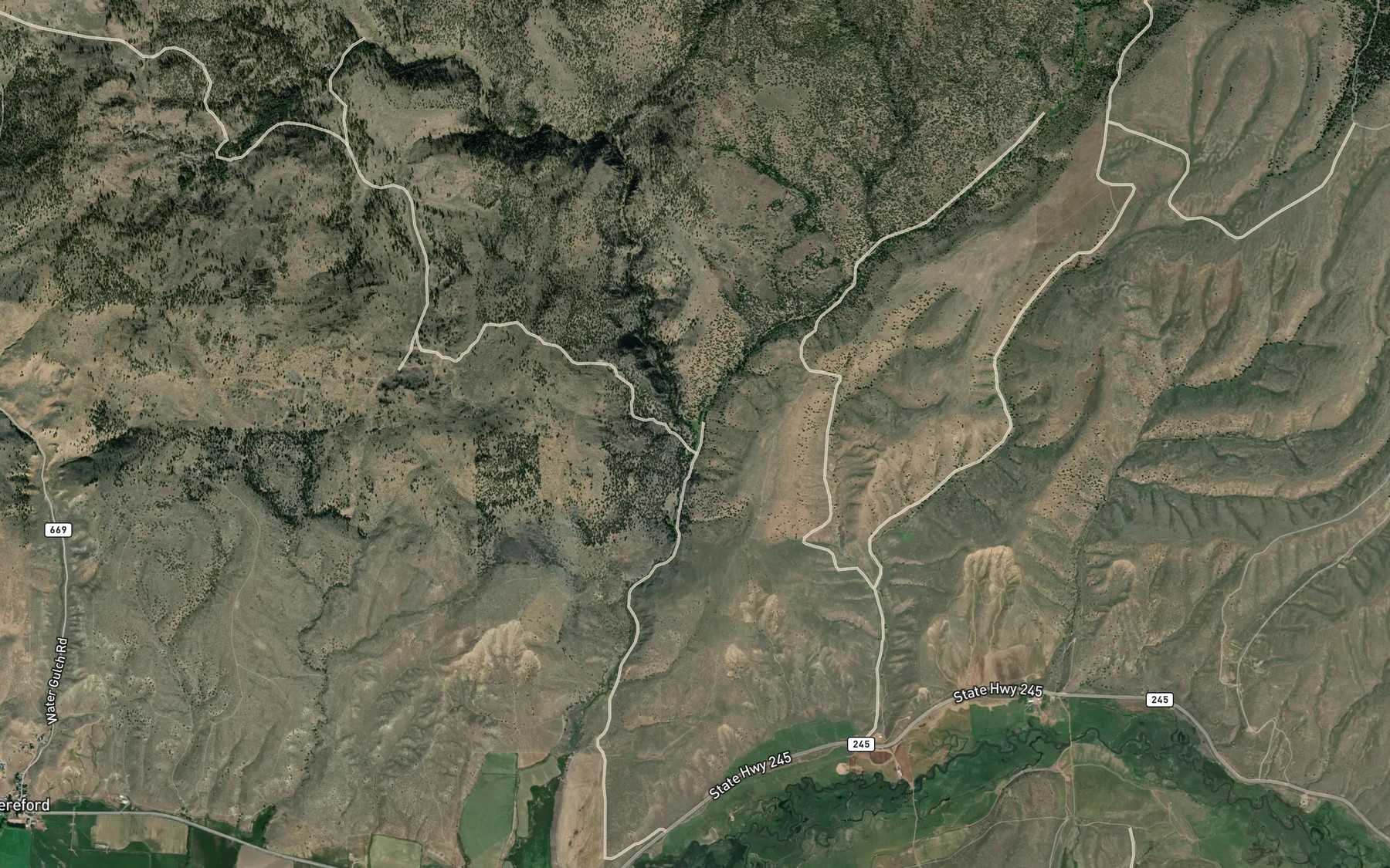 Satellite map of the Cow Creek