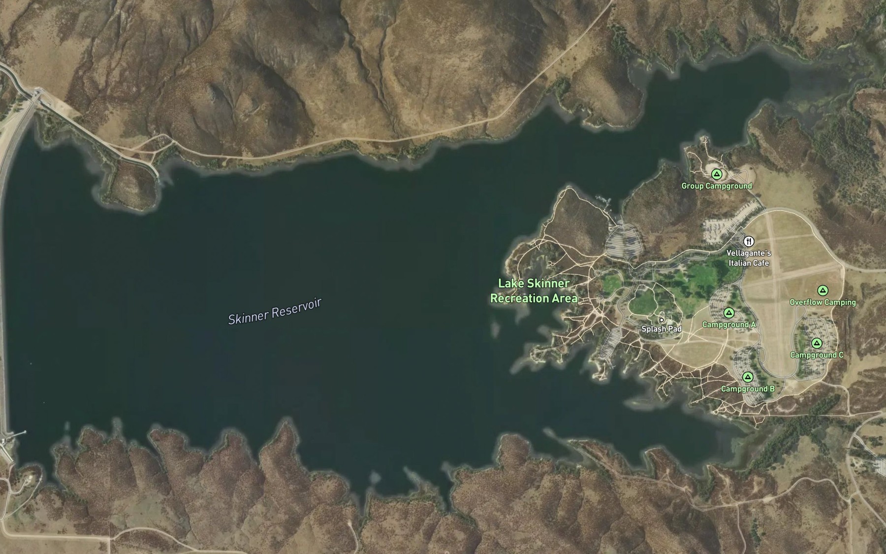 Satellite map of the Skinner Reservoir