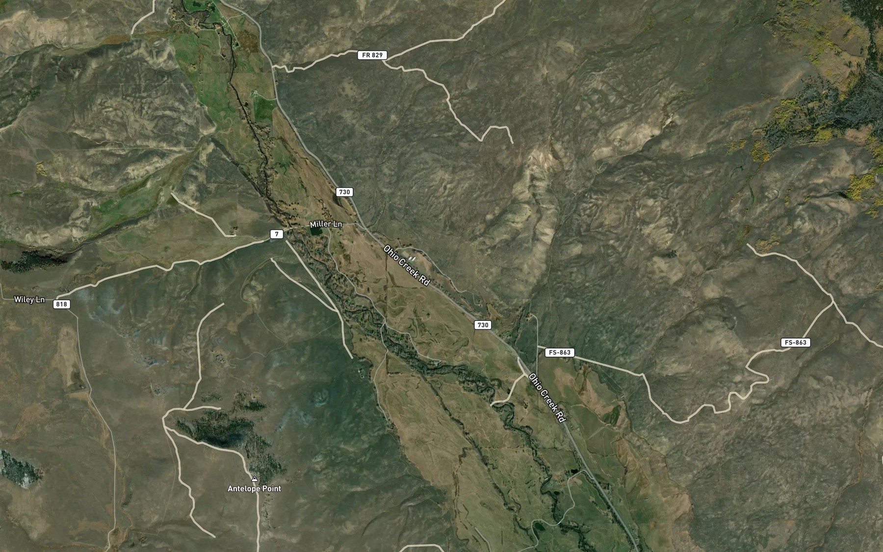 Satellite map of the Teachout Ditch