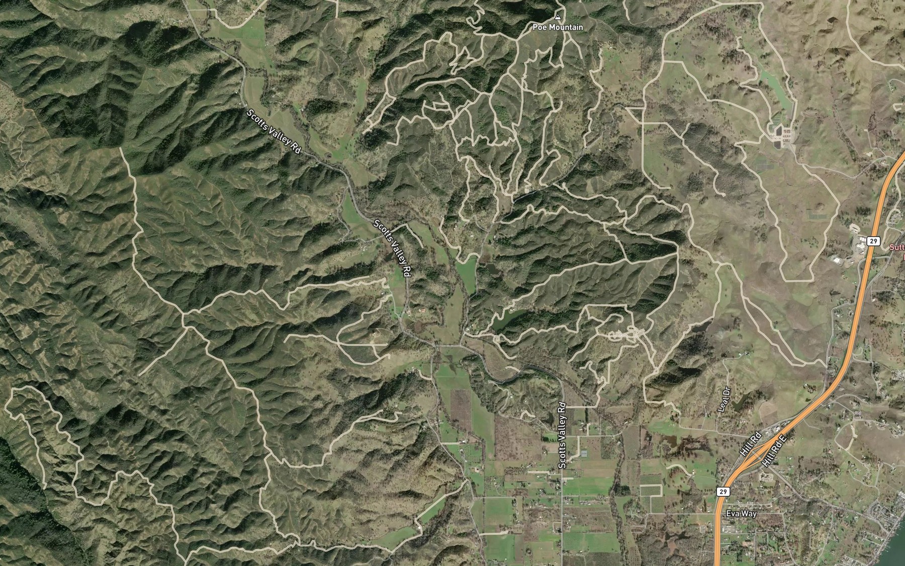 Satellite map of the Hendricks Creek