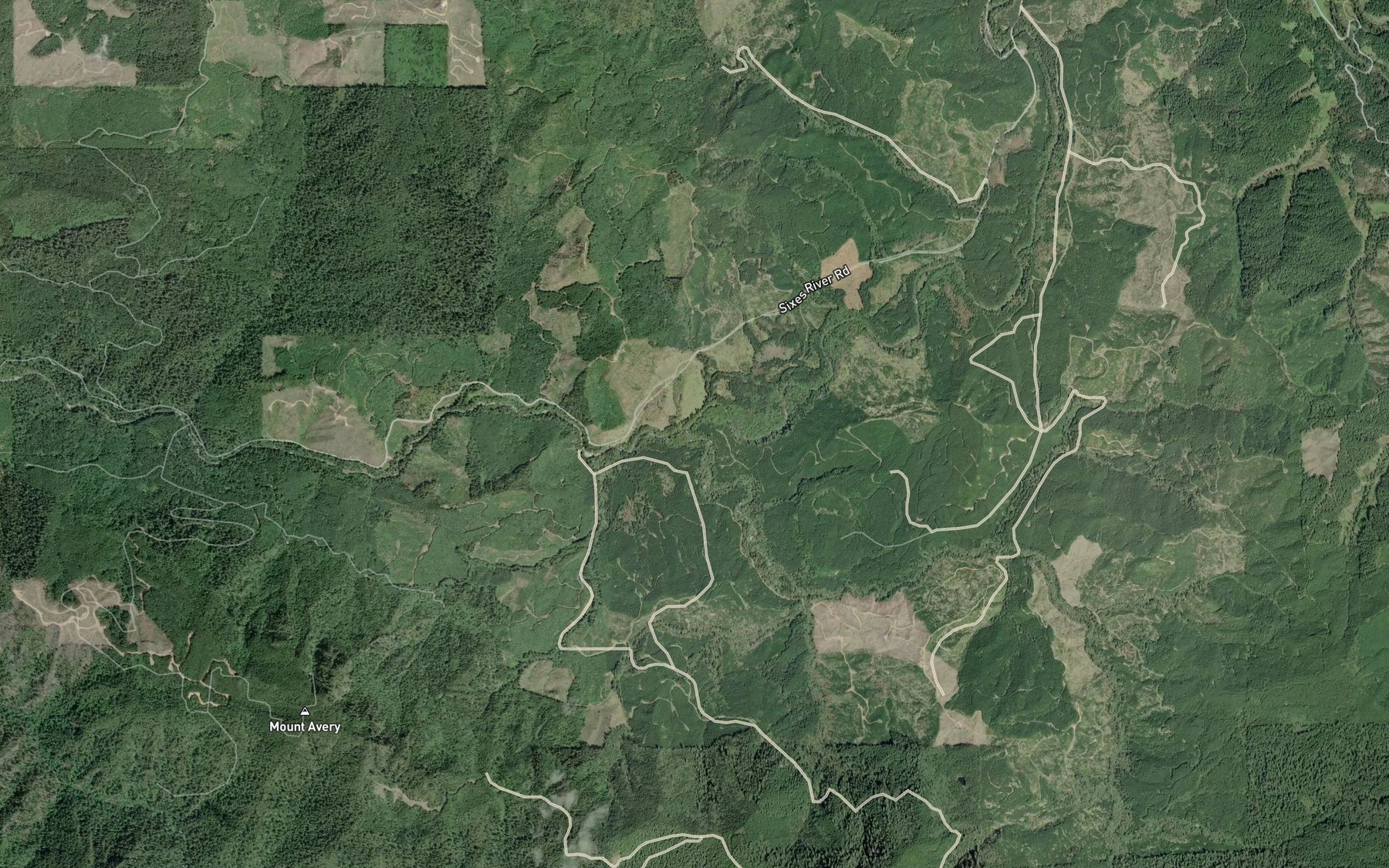 Satellite map of the Middle Fork Sixes River