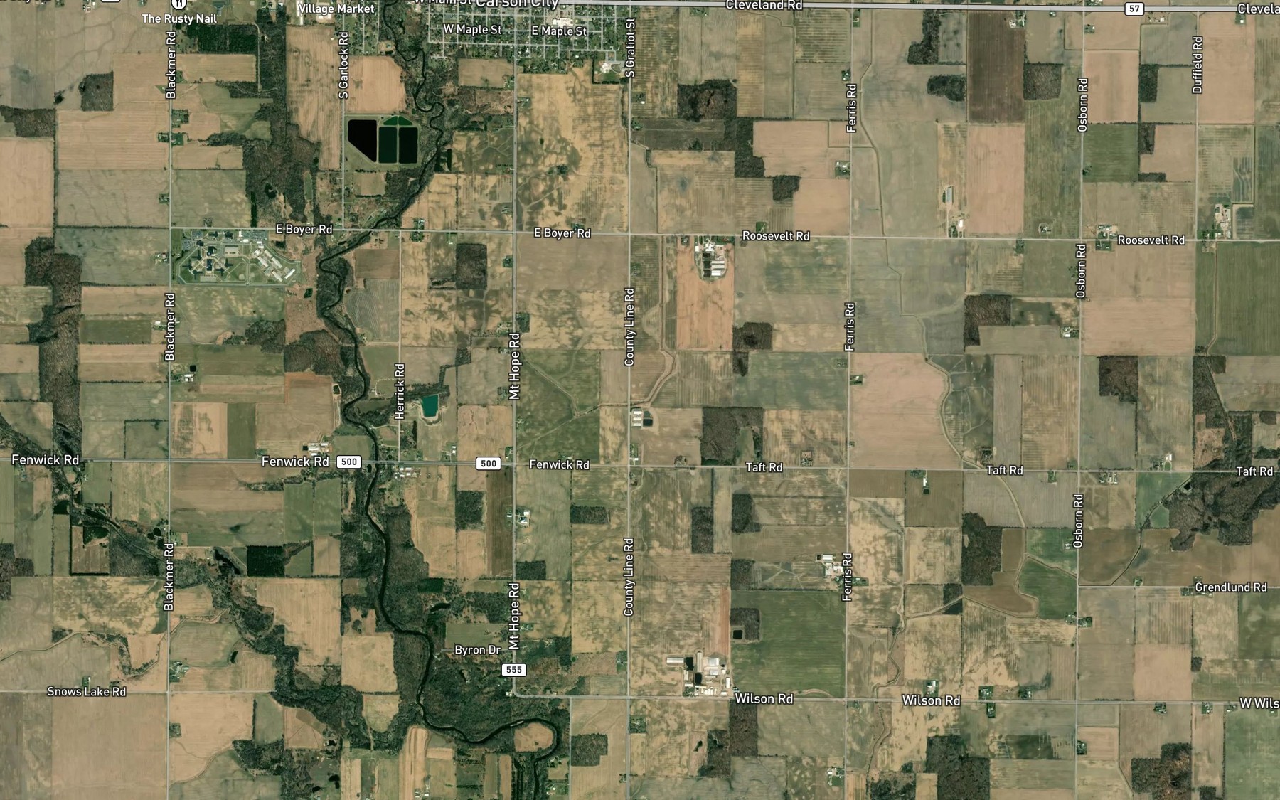 Satellite map of the County Ditch Number One Hundred Seventy-two