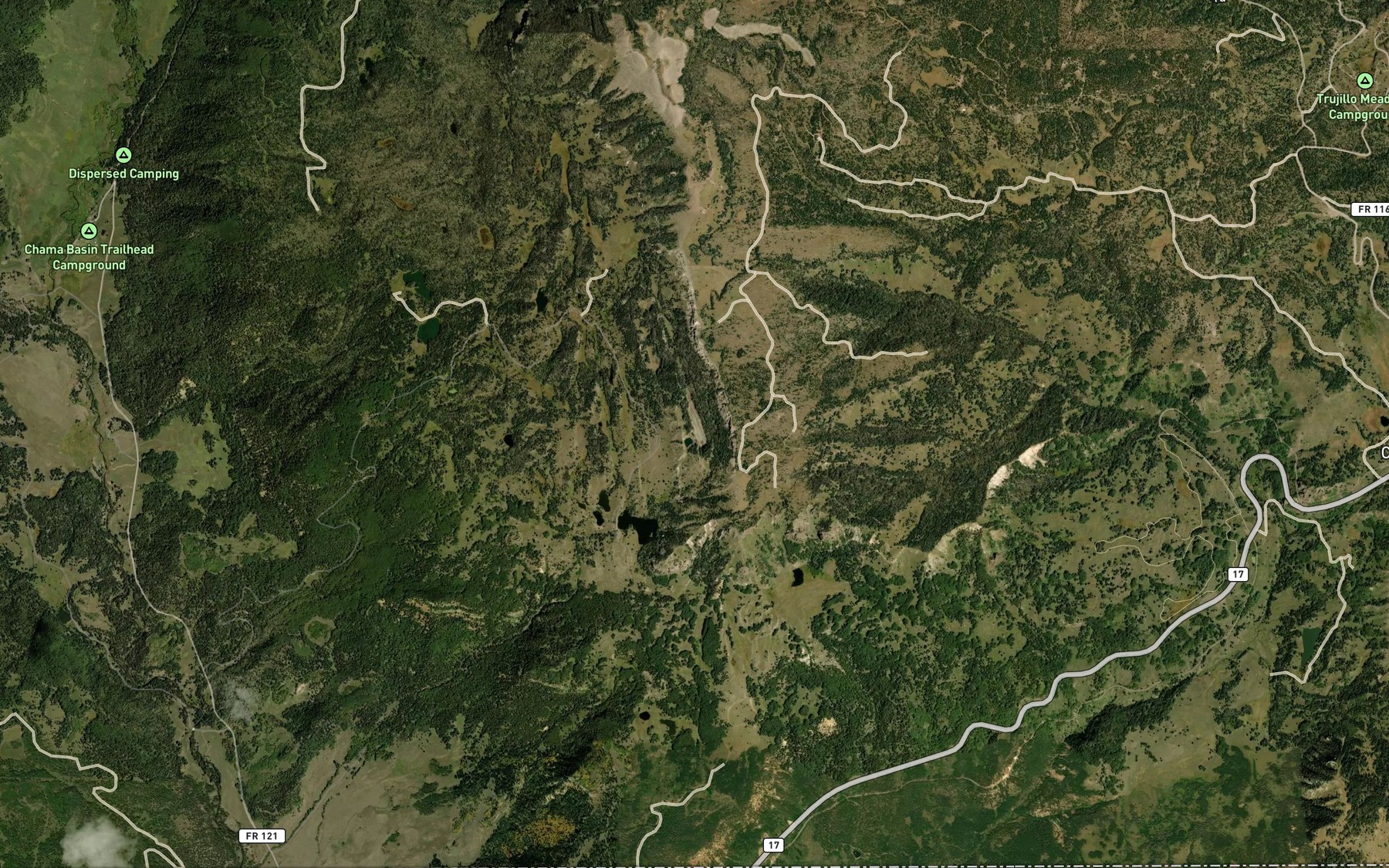 Satellite map of the Glacier Lakes