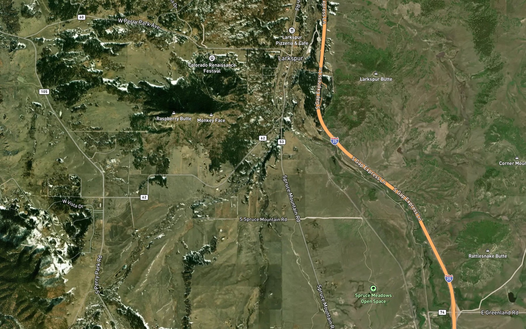 Satellite map of the Cook Creek