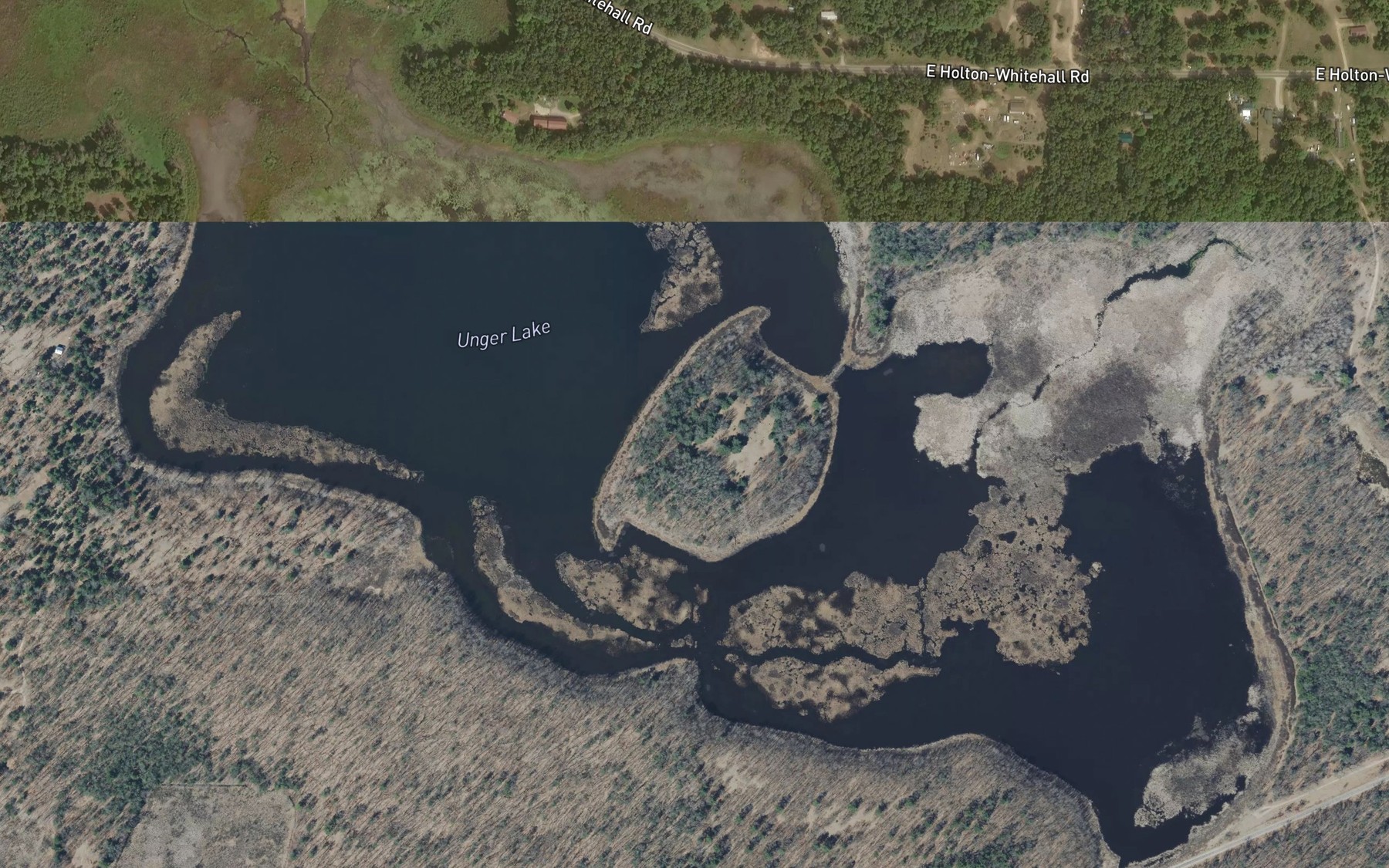 Satellite map of the Unger Lake