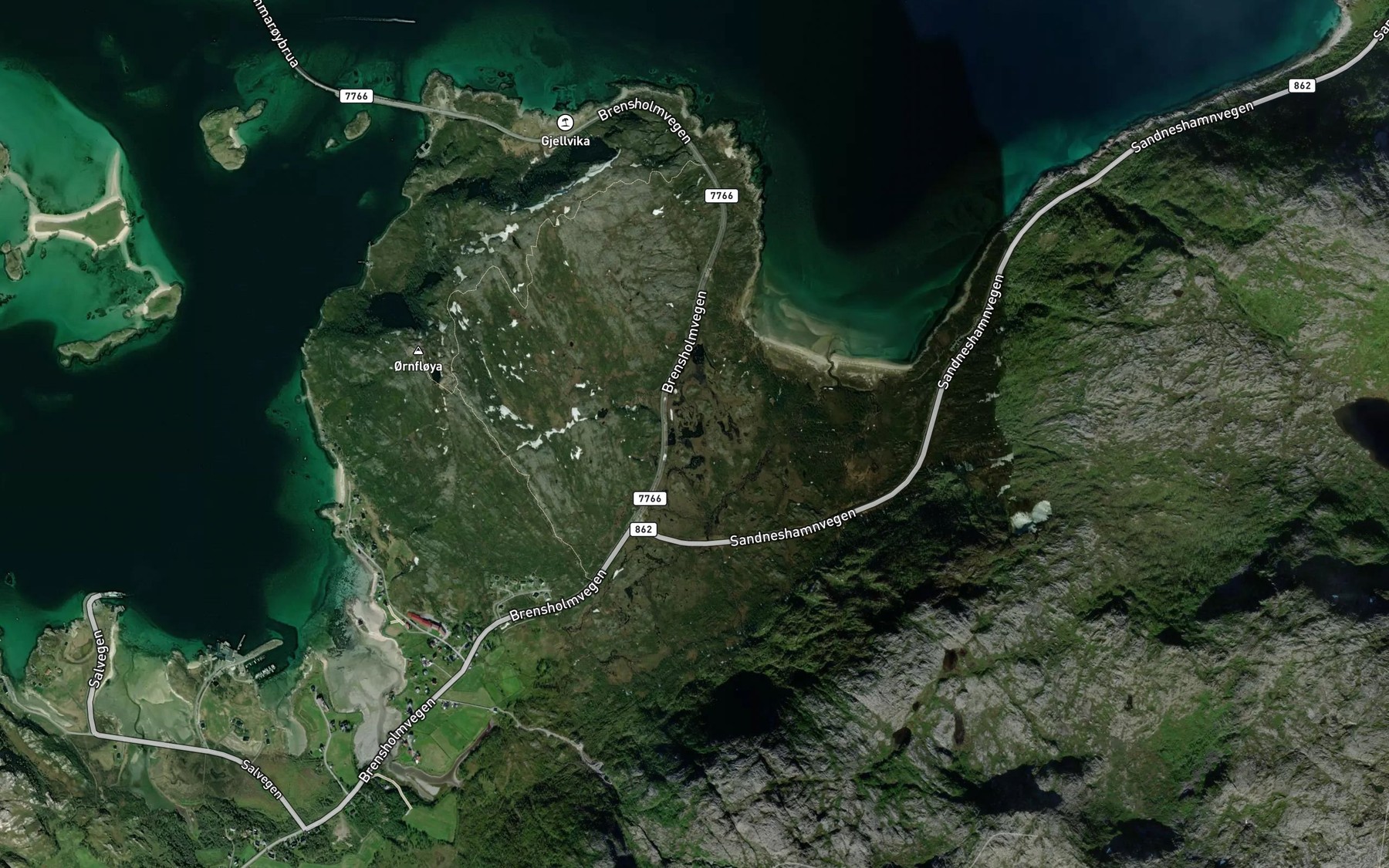 Satellite map of the Brusendvatnet
