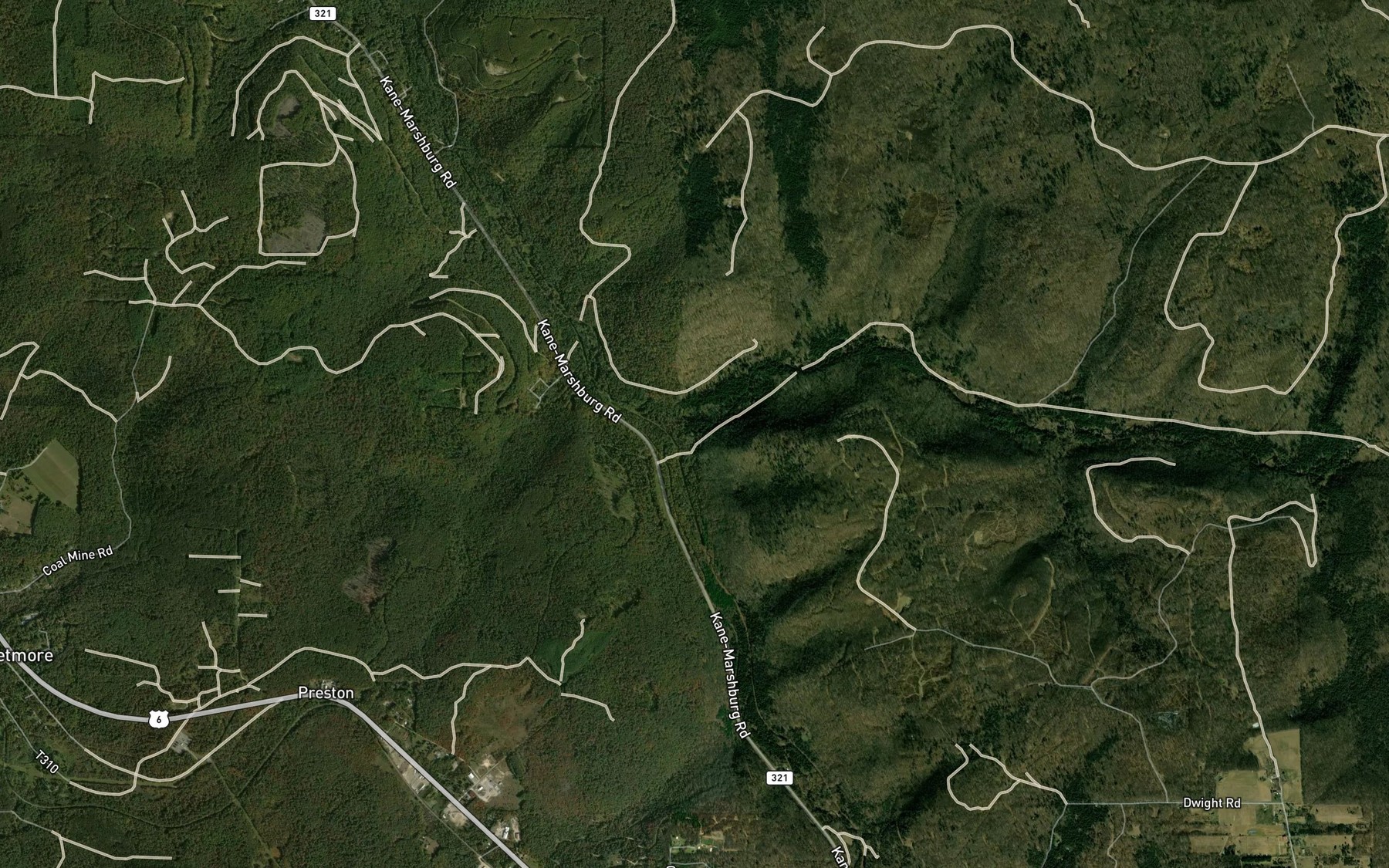 Satellite map of the Hubert Run