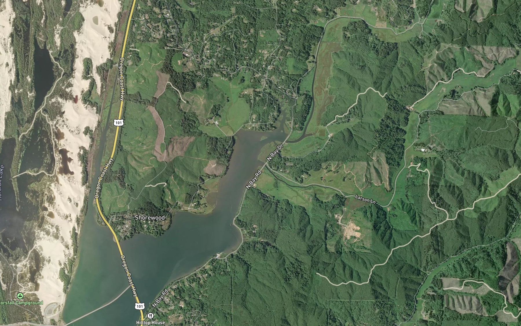 Satellite map of the Larson Slough