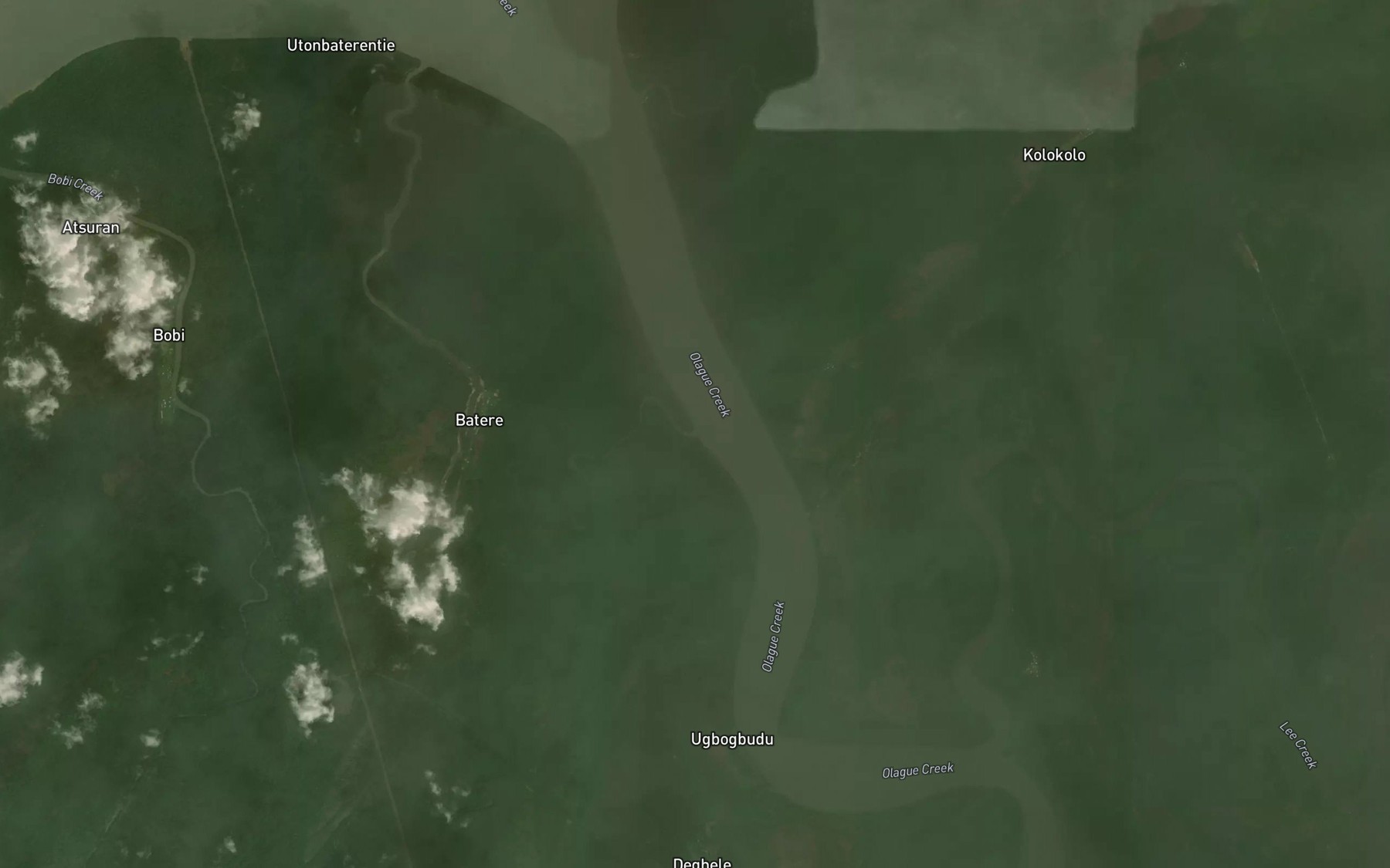 Satellite map of the Bateri Creek