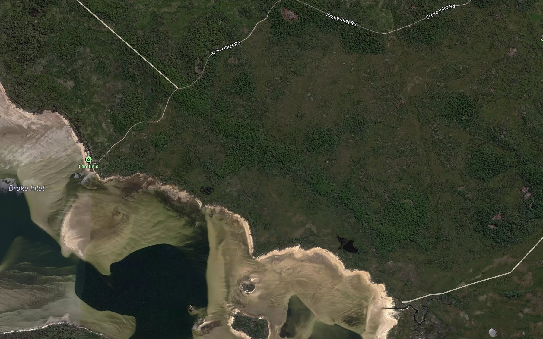 Satellite map of the Inlet River