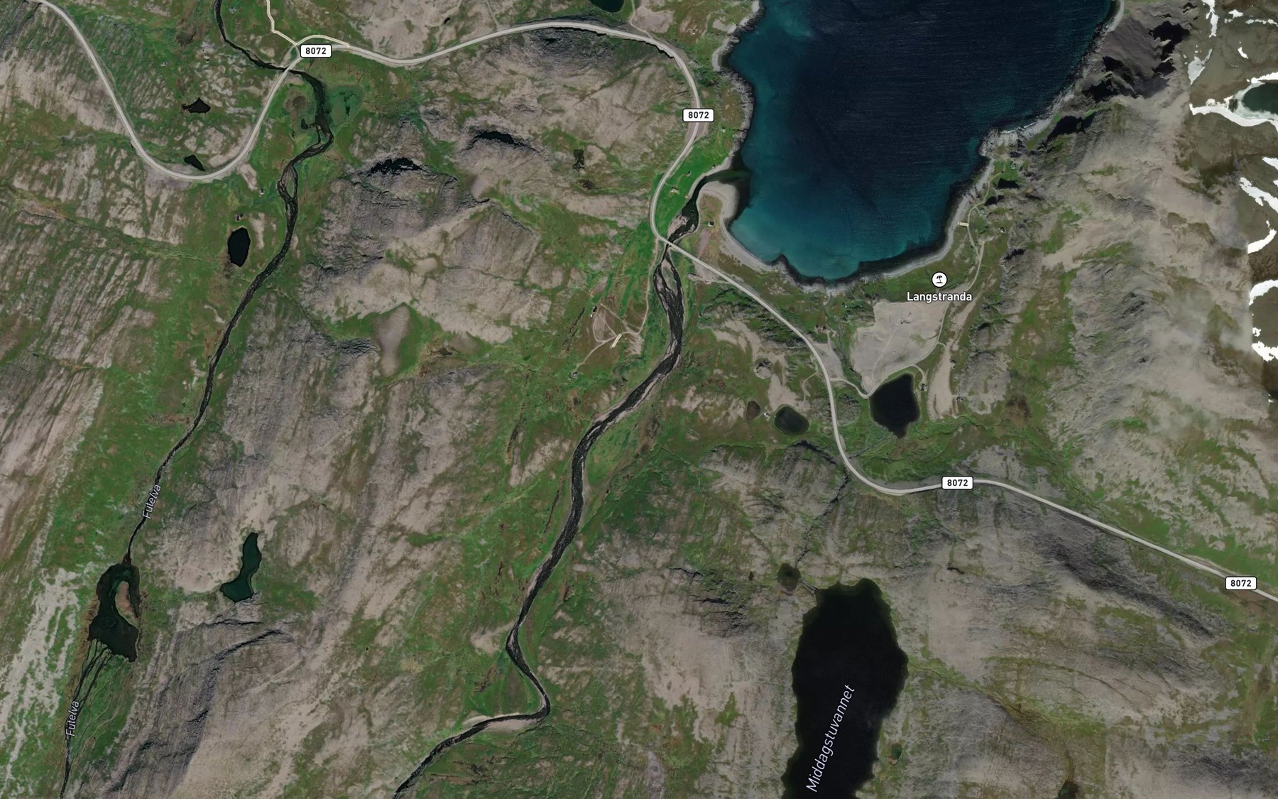 Satellite map of the Sandfjordelva