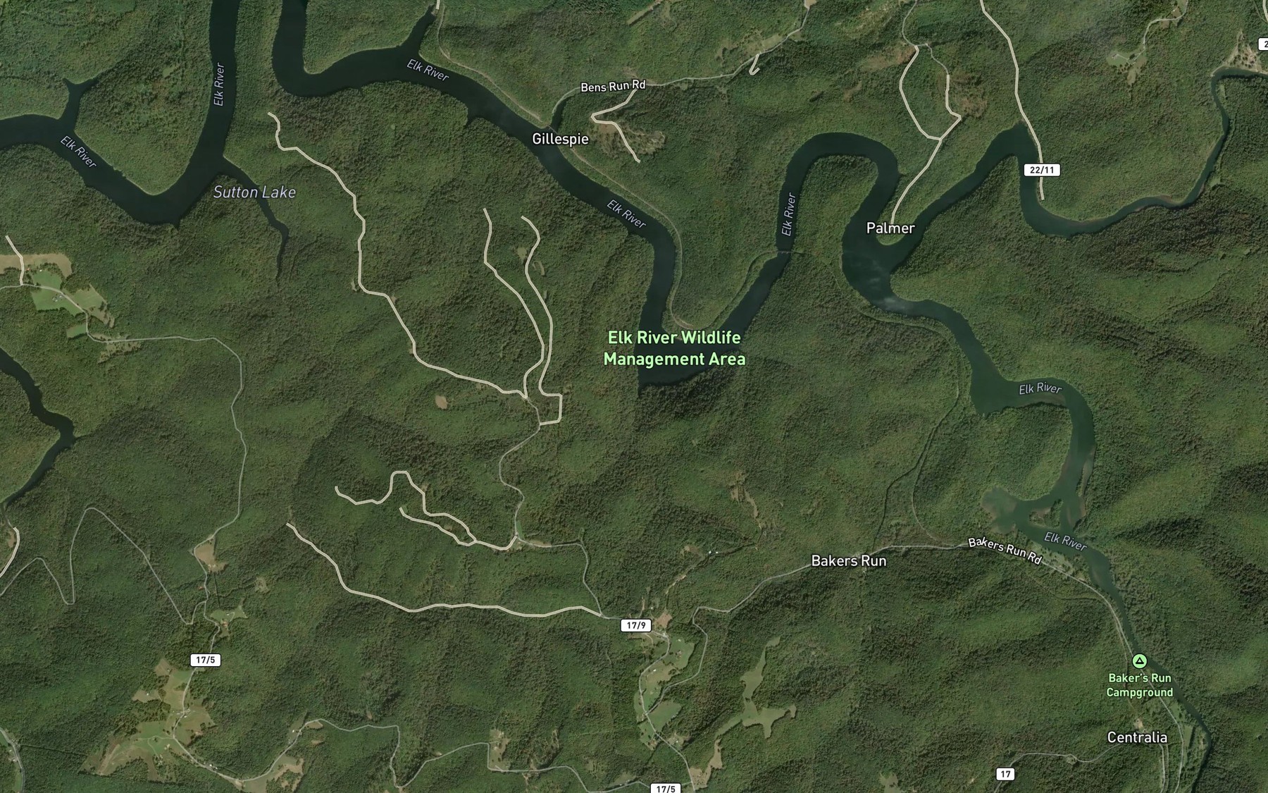 Satellite map of the Oldlick Run