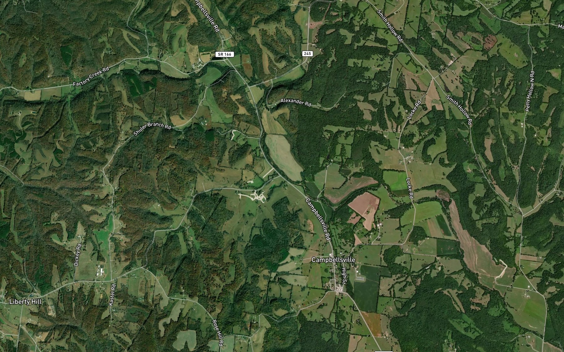 Satellite map of the Rhea Branch