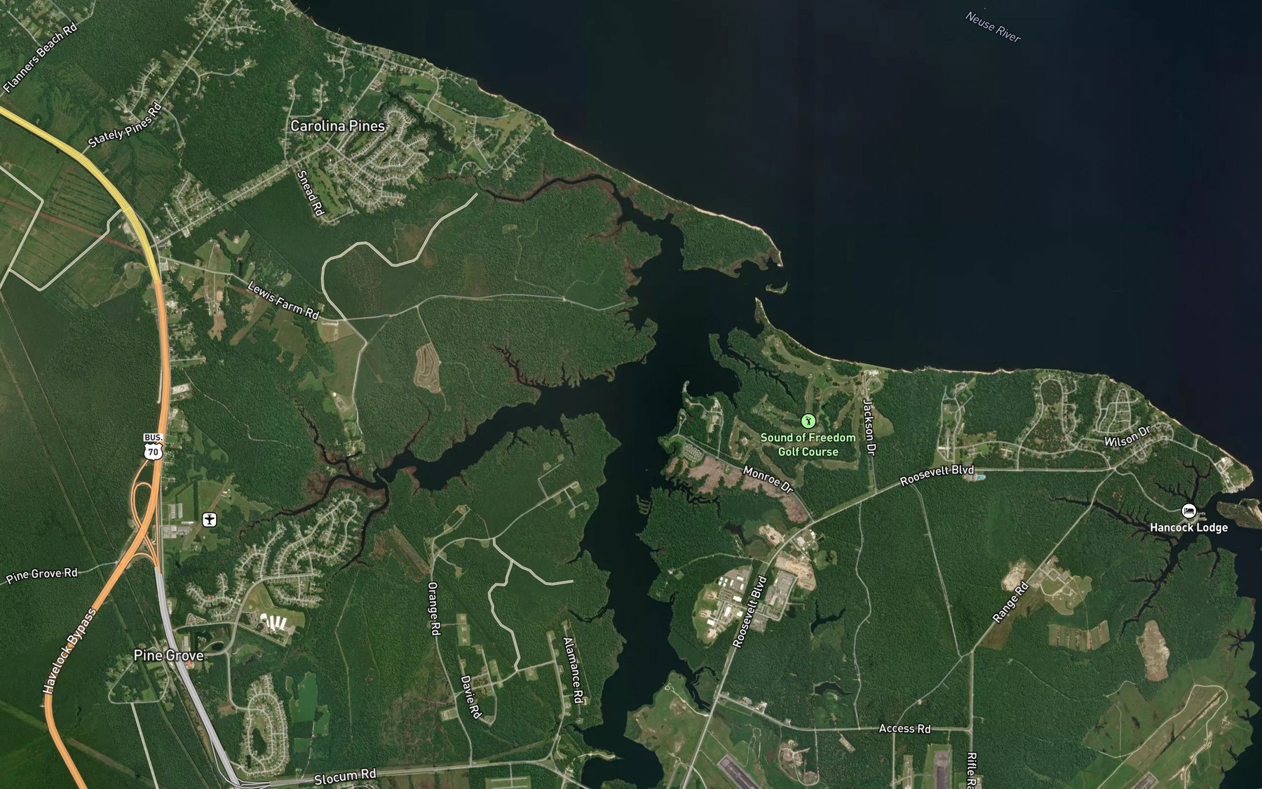 Satellite map of the Tucker Creek