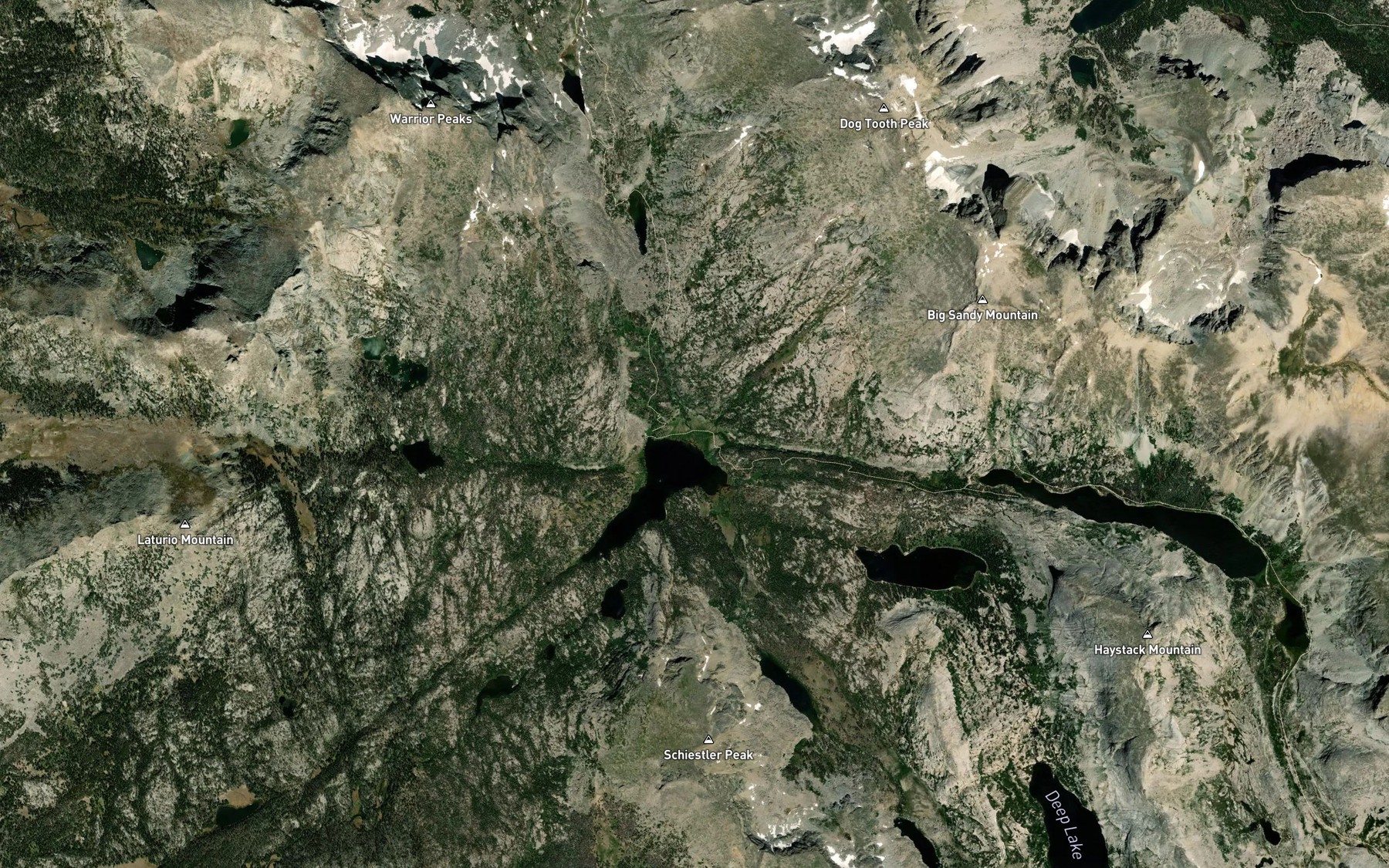 Satellite map of the Black Joe Creek