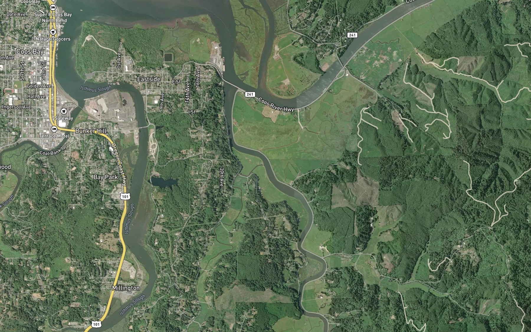 Satellite map of the Ross Slough