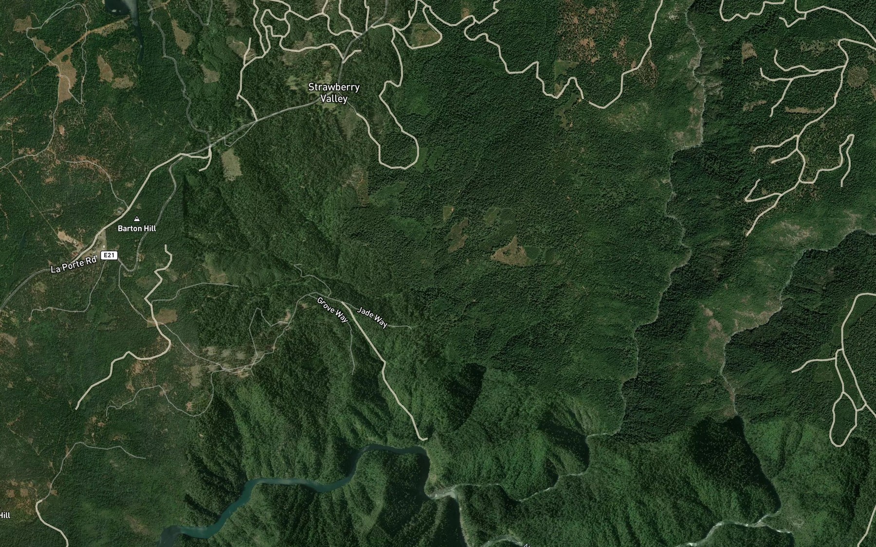 Satellite map of the Jackass Creek