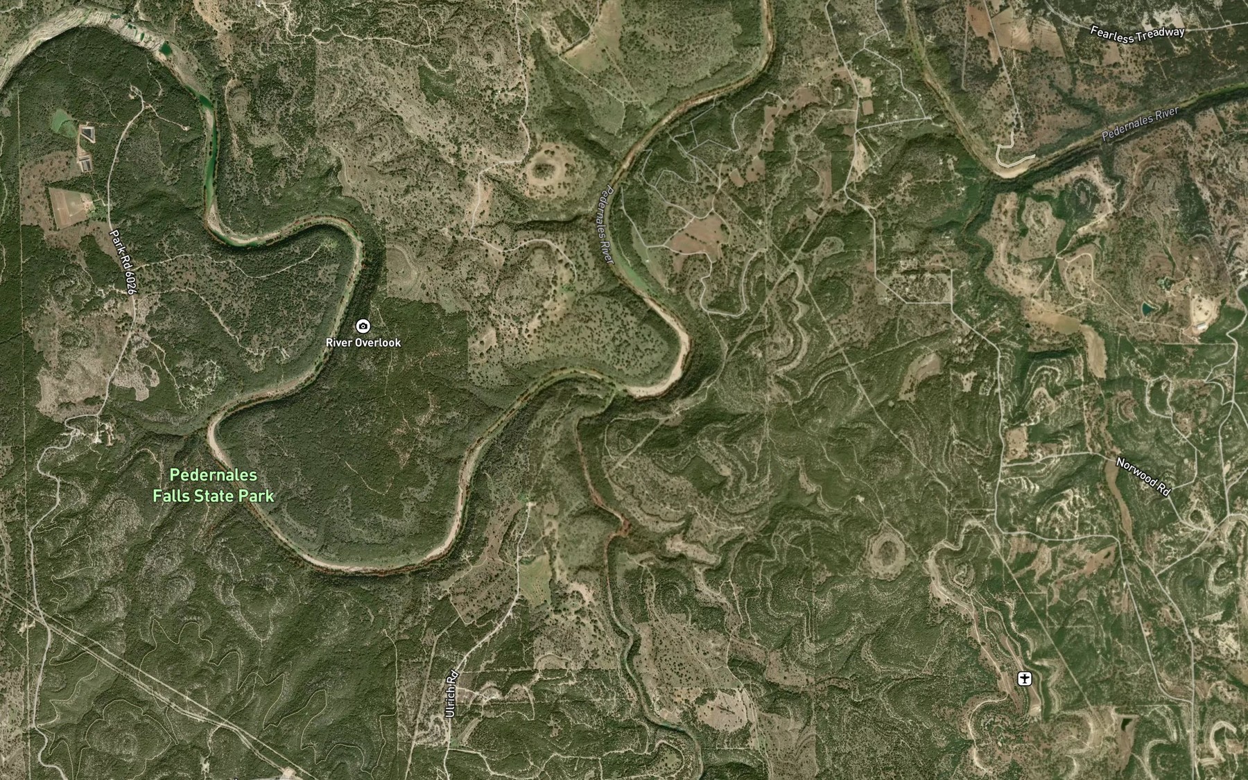 Satellite map of the Flat Creek