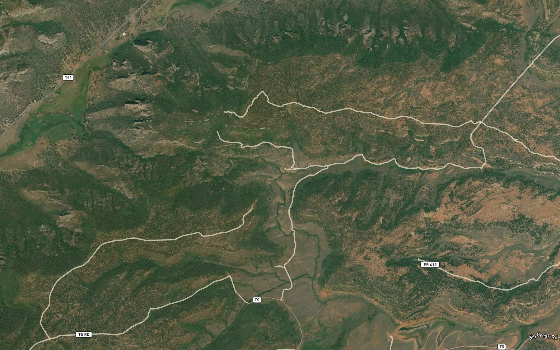 Satellite map of the North Gill Creek