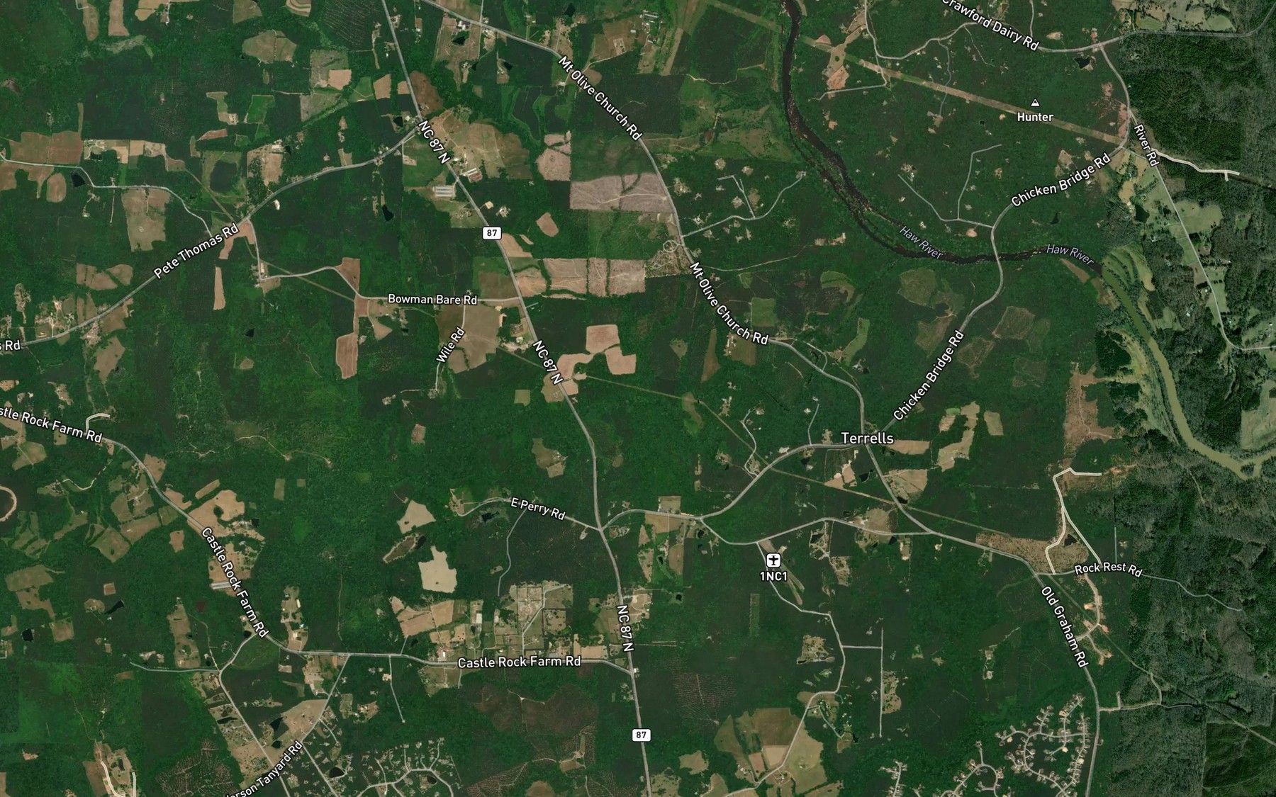Satellite map of the Lick Creek