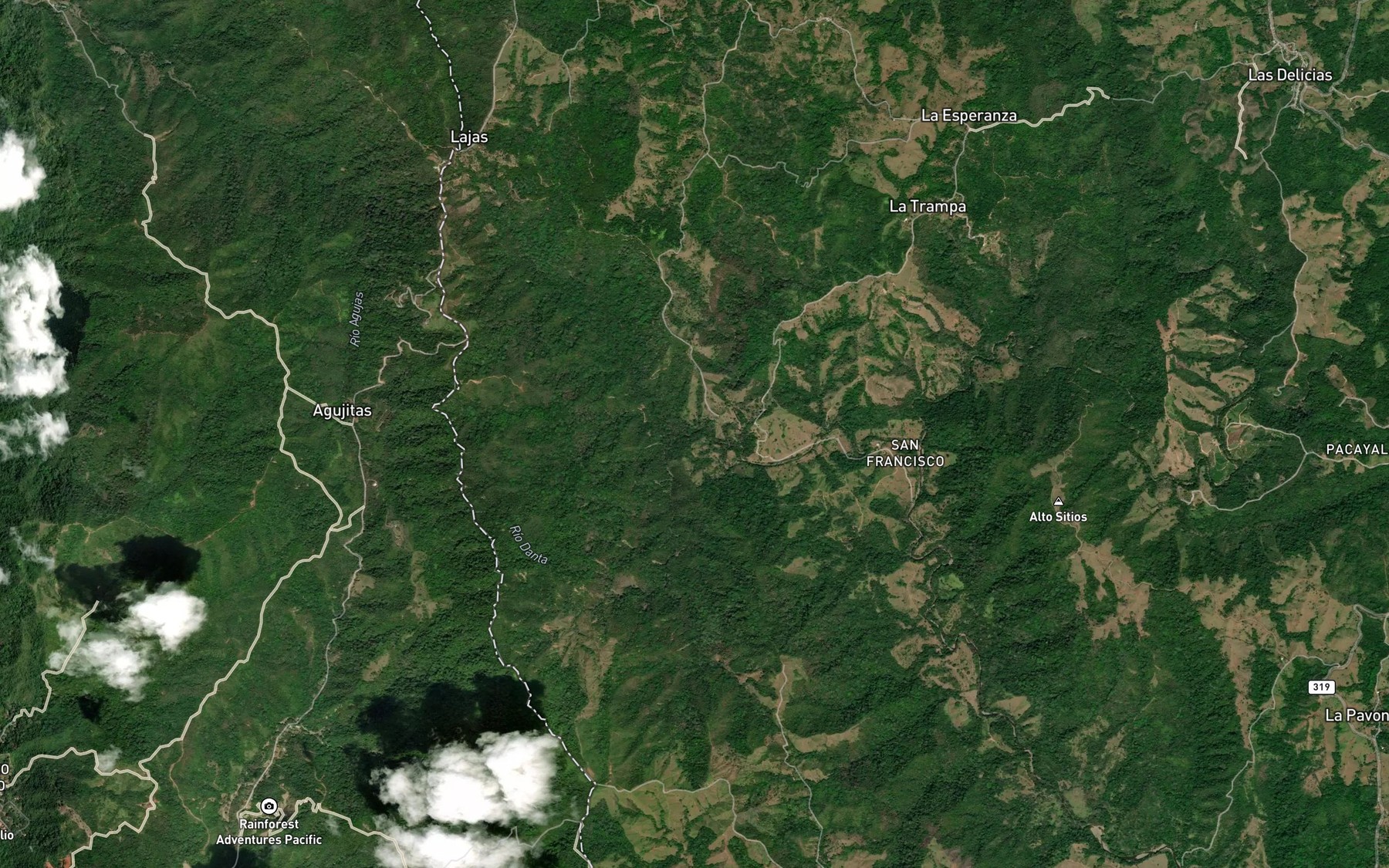 Satellite map of the Rio Danta