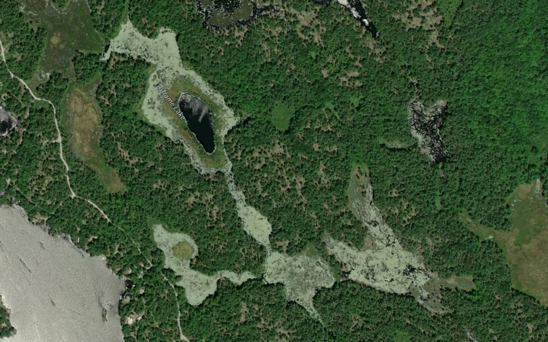 Satellite map of the A-frame Lake