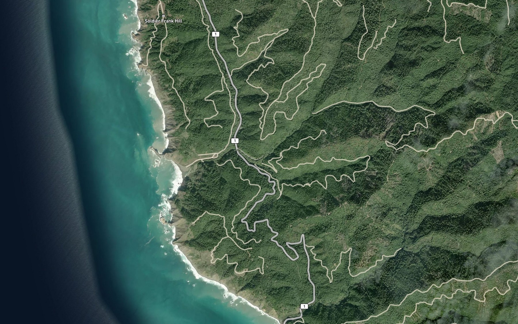 Satellite map of the Rockport Creek