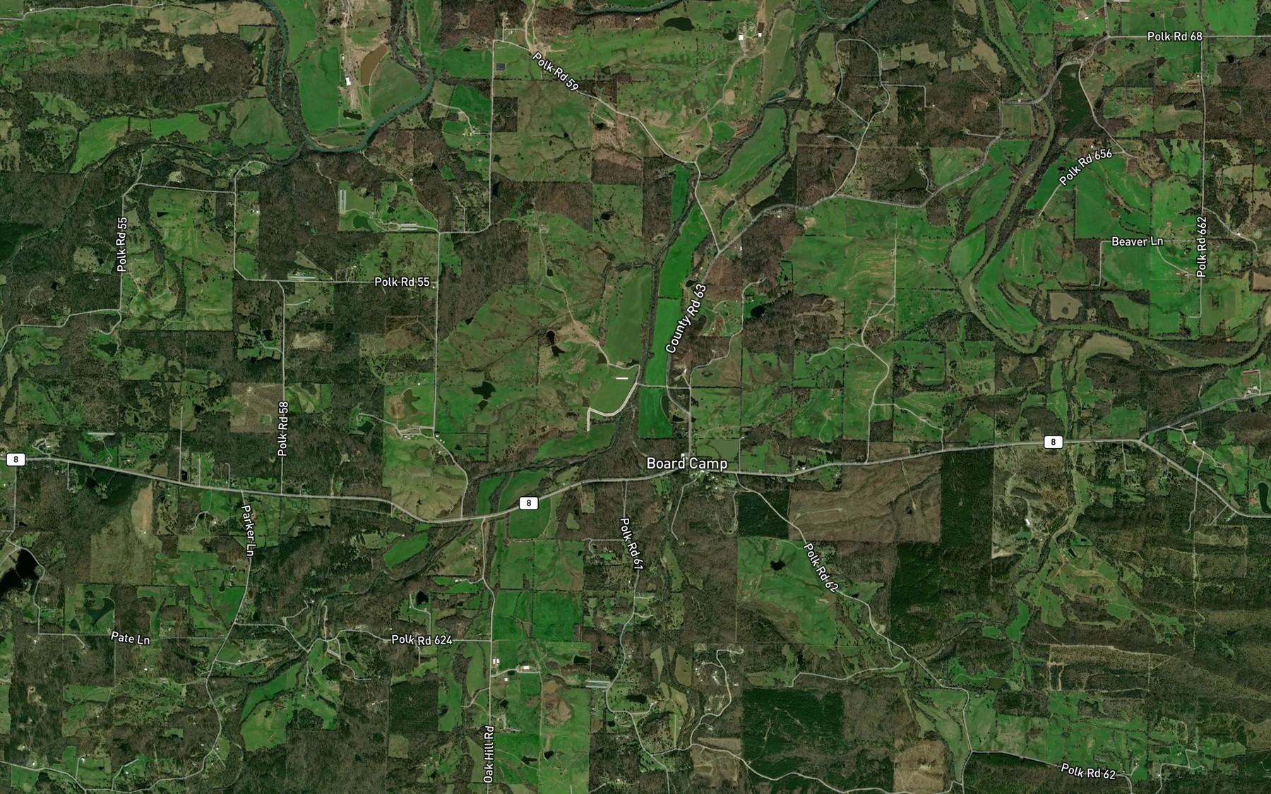 Satellite map of the Macks Creek