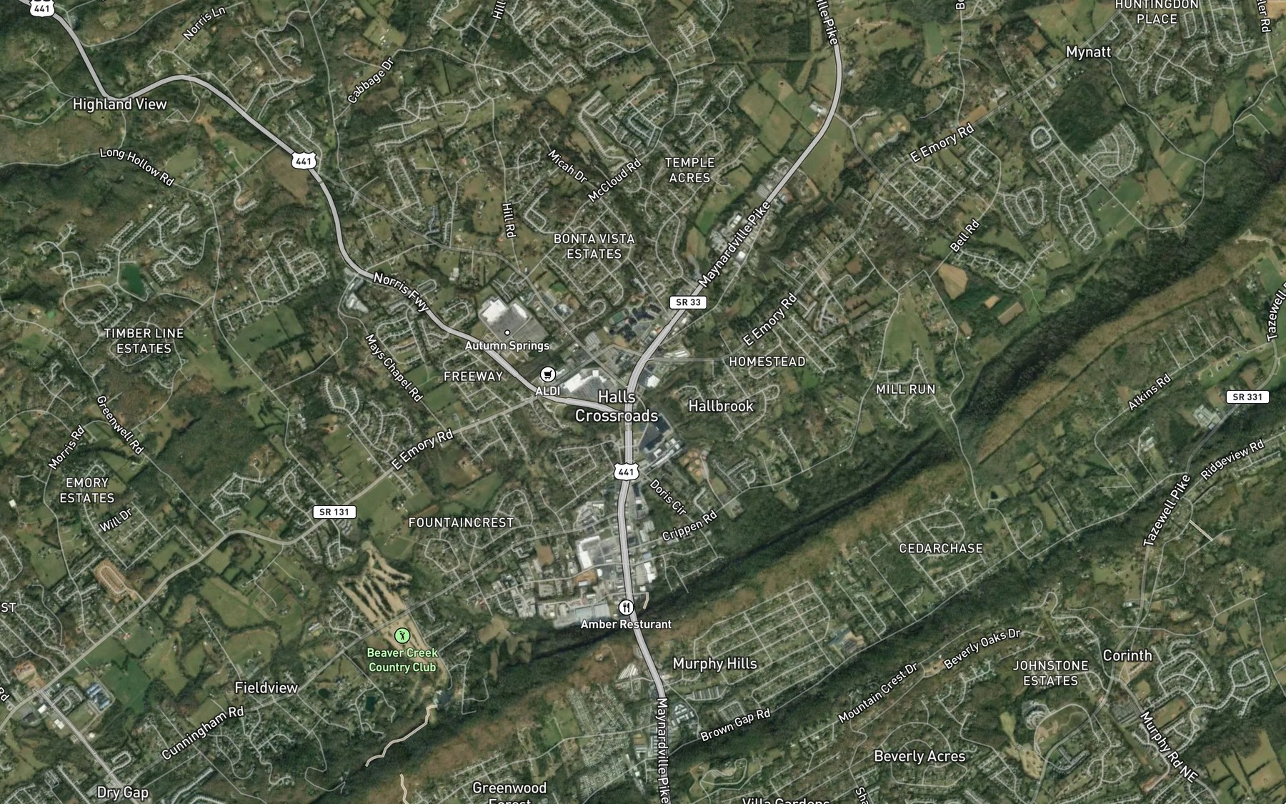 Satellite map of the Willow Fork